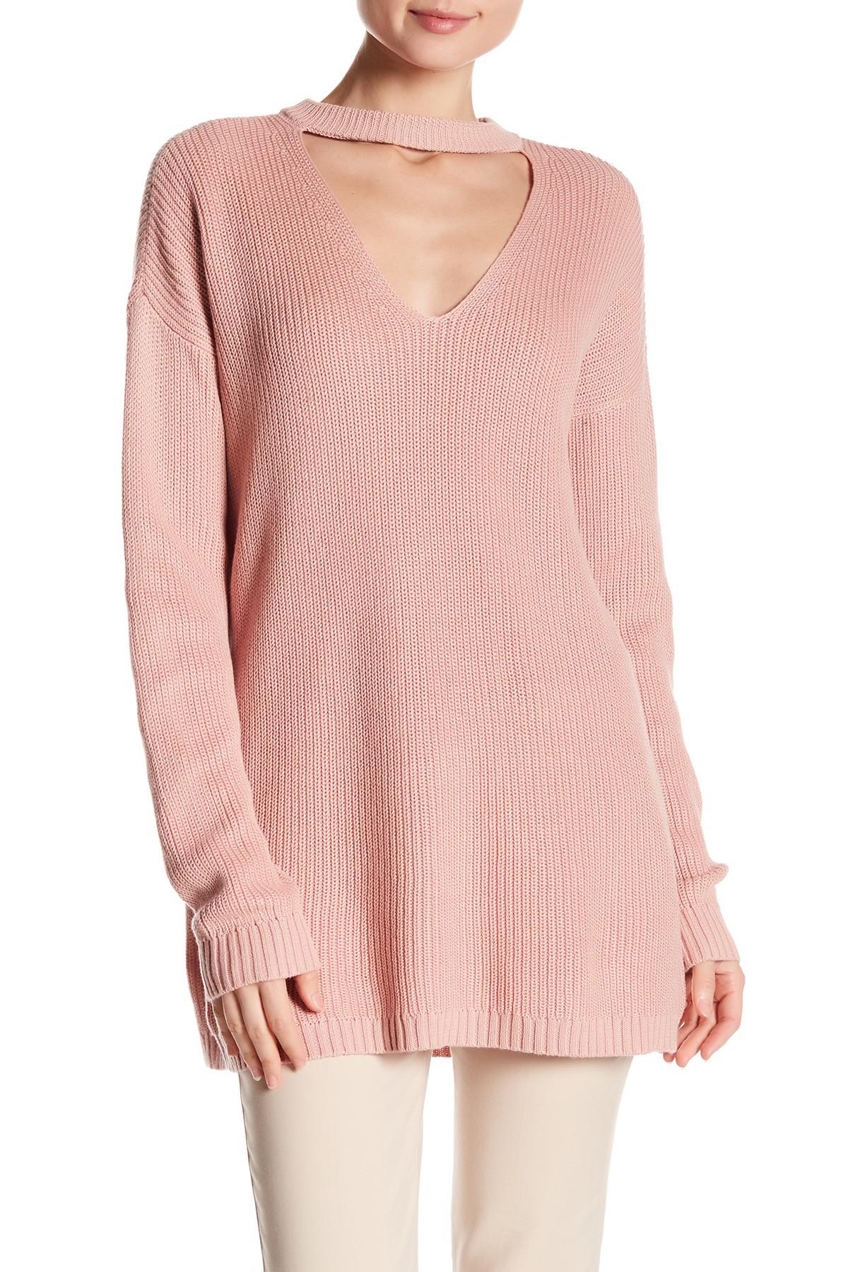 Lyst - Vince Camuto Textured Knit Choker Sweater in Pink