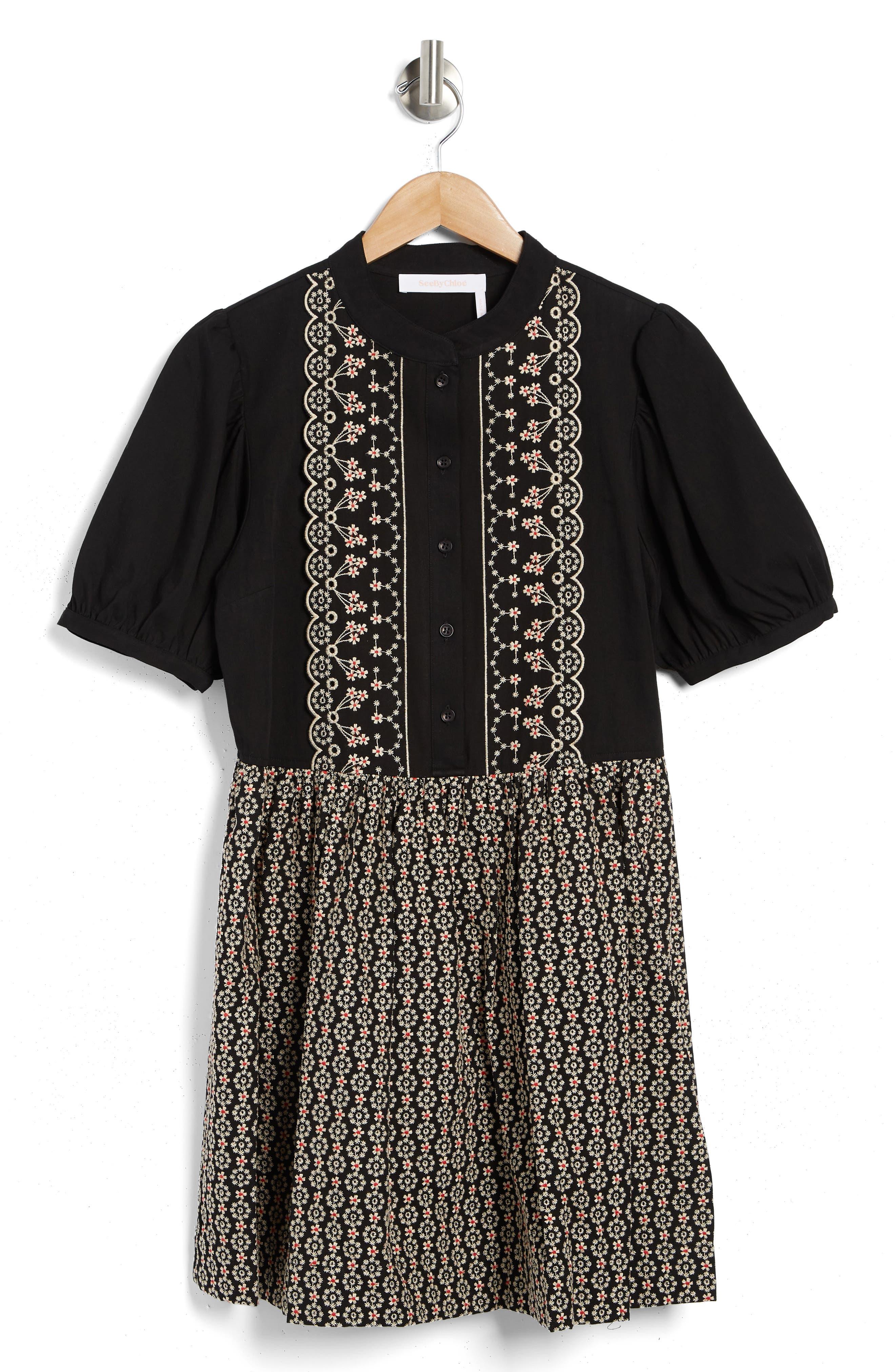 Chloé Eyelet Embroidered Cotton Dress in Black | Lyst