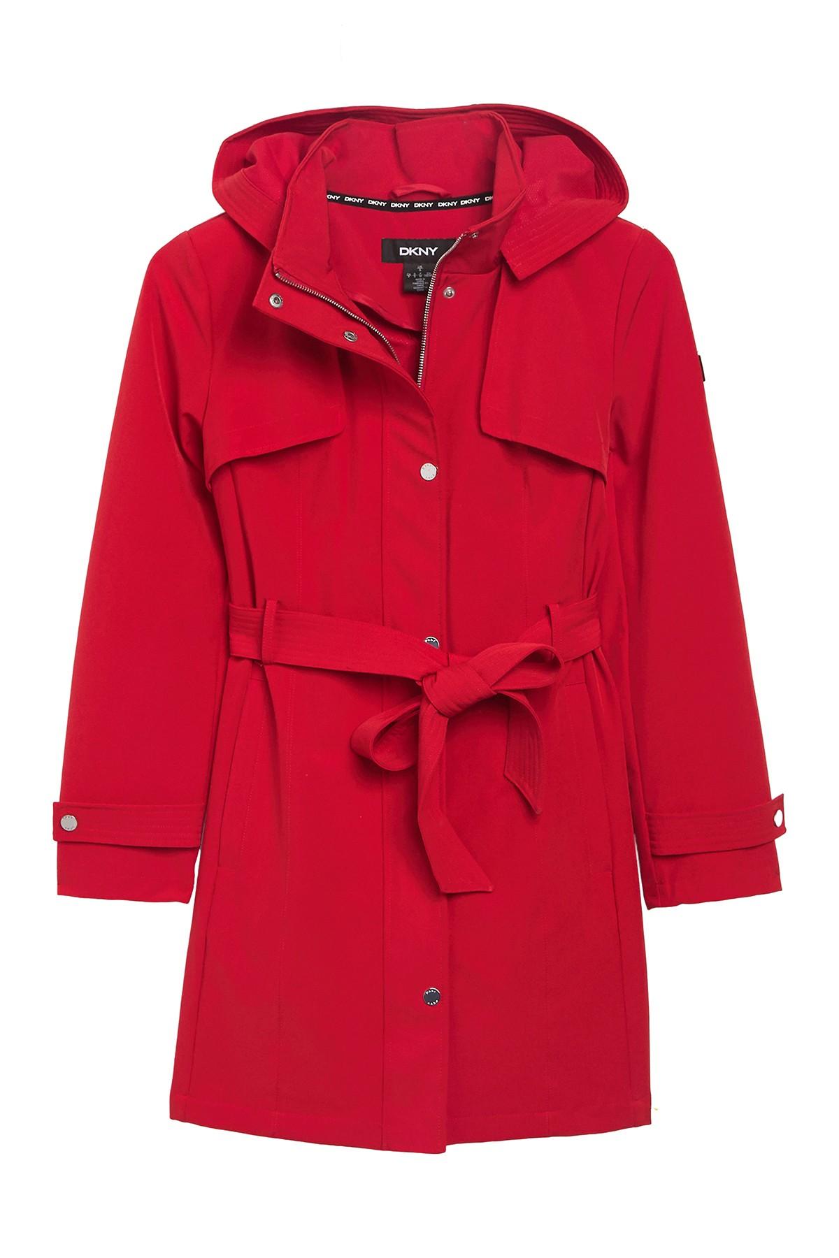 dkny red padded coat