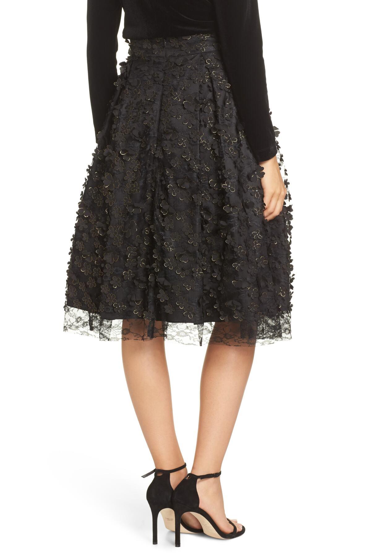 Eliza J Lace 3d Flower Skirt in Black - Lyst