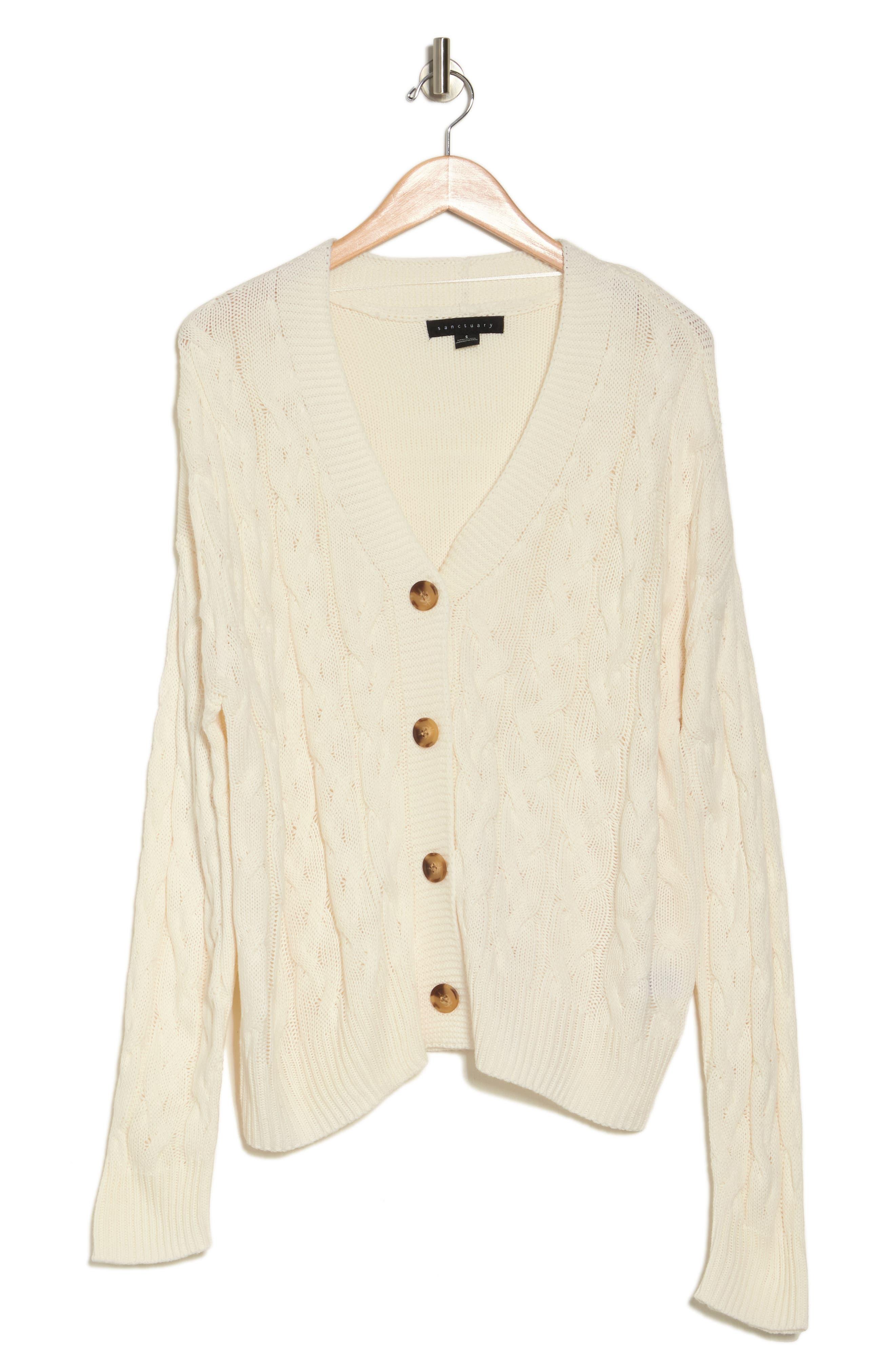 Sanctuary Lena Cable Knit Cardigan in Natural | Lyst