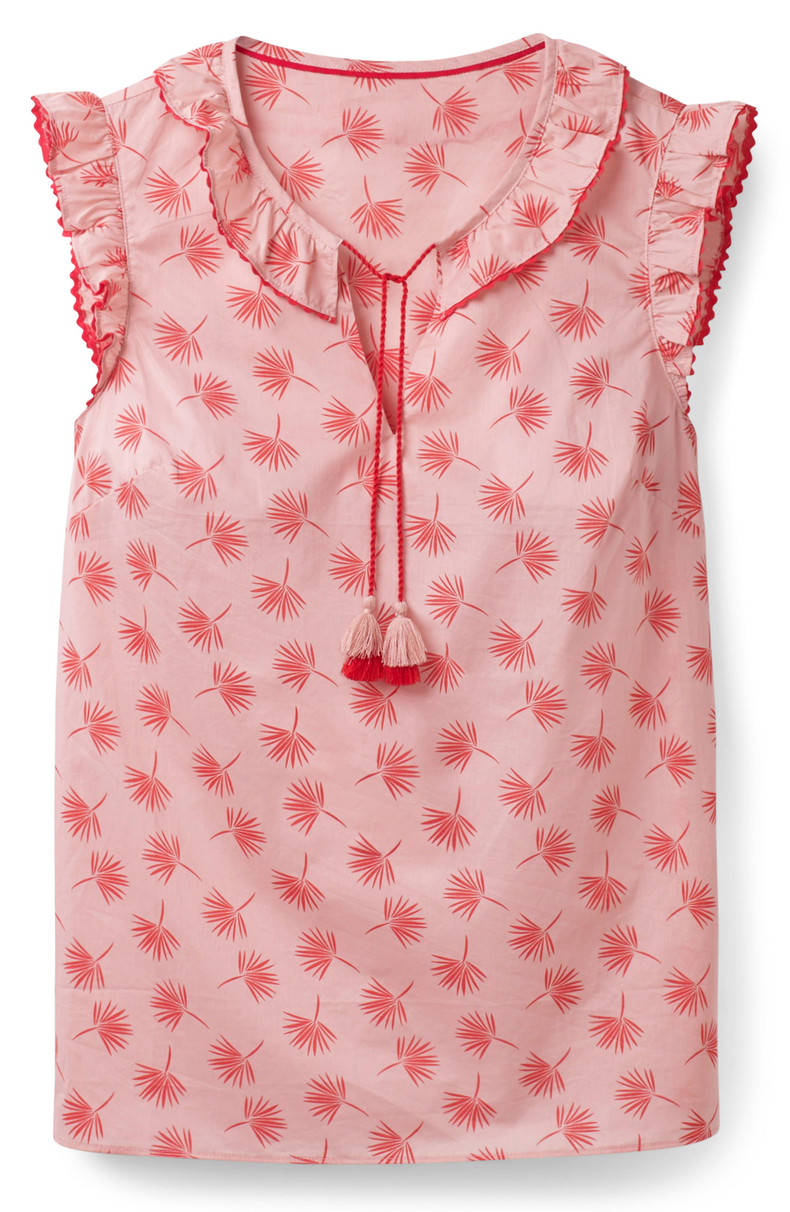 Boden Laurie Tassel Tie Sleeveless Cotton Blouse in Pink - Lyst