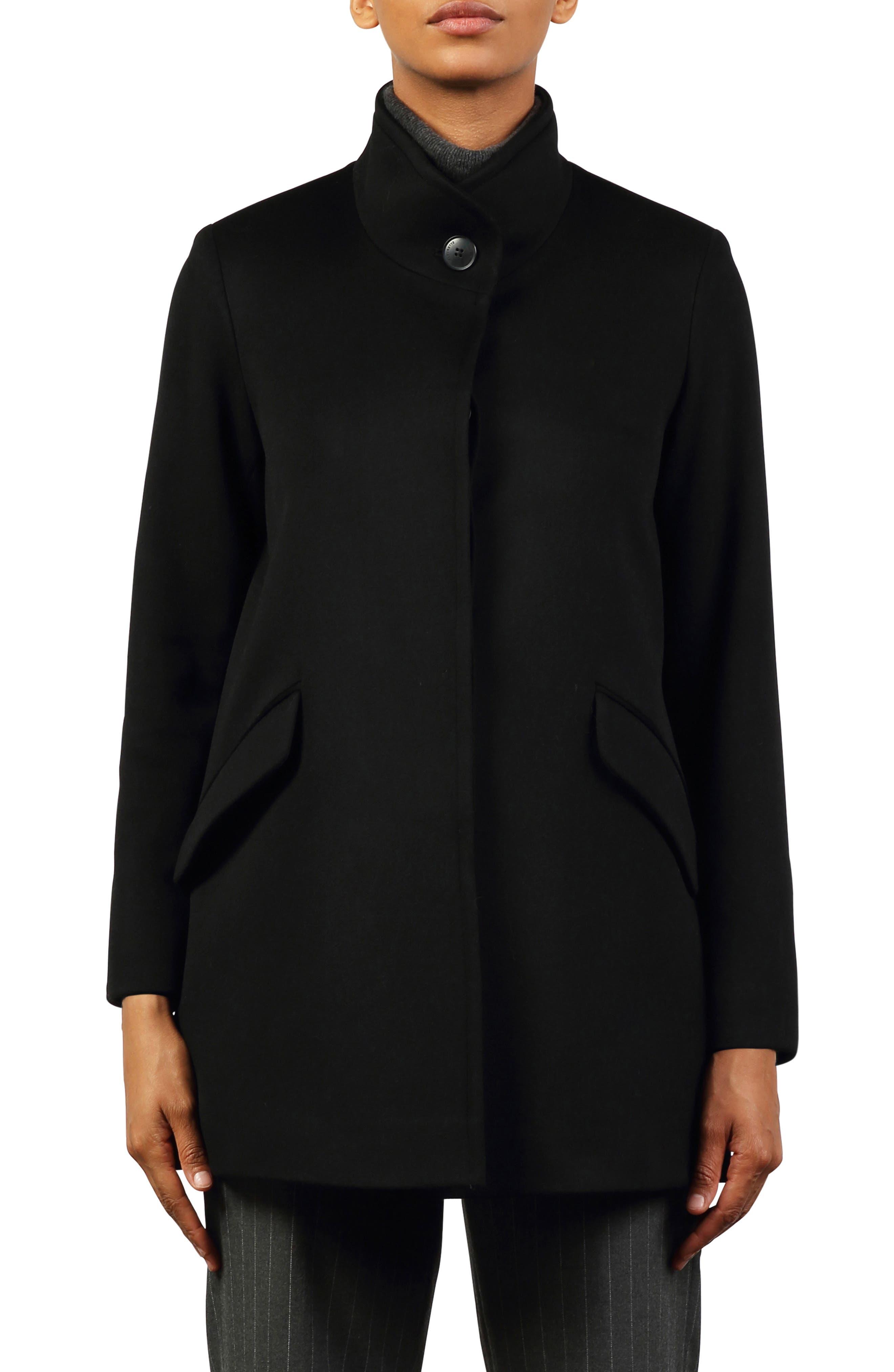 Fleurette Stand Collar Wool Car Coat In Black At Nordstrom Rack | Lyst