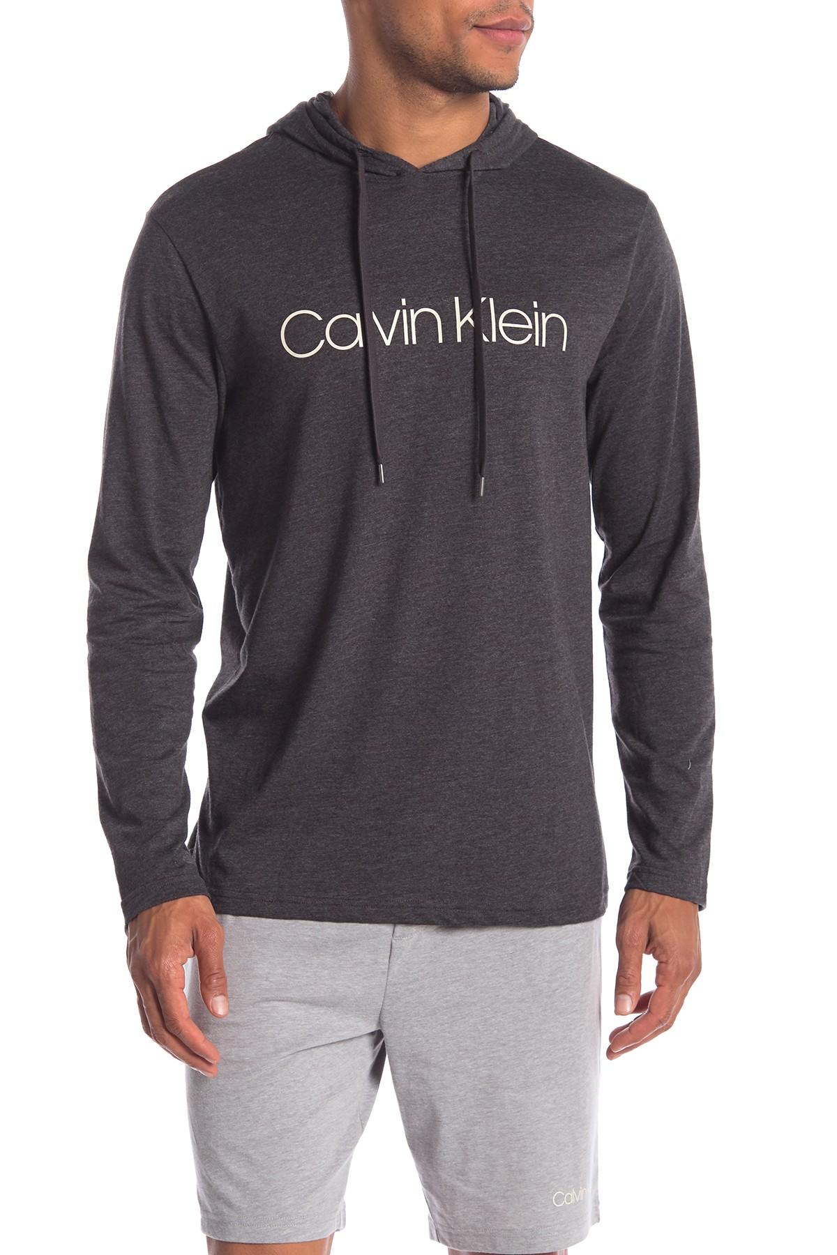 Calvin Klein Long Sleeve Hoodie in Gray for Men - Lyst