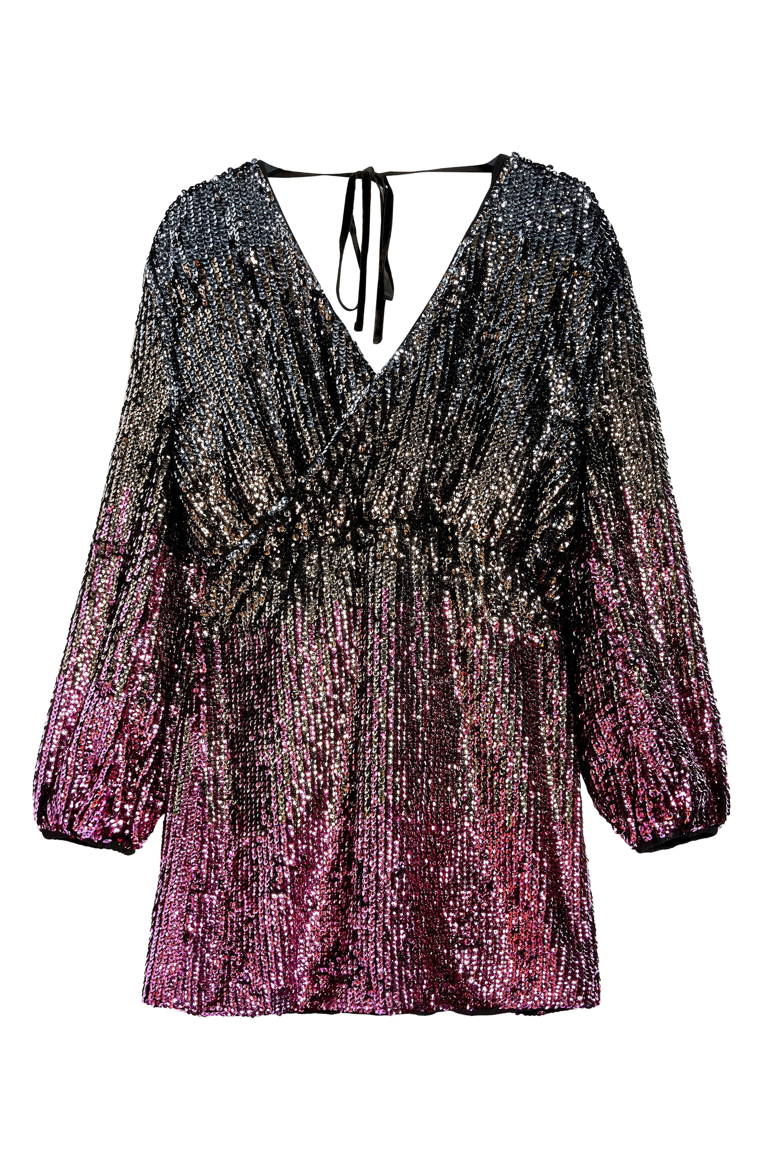 pink ombre sequin dress