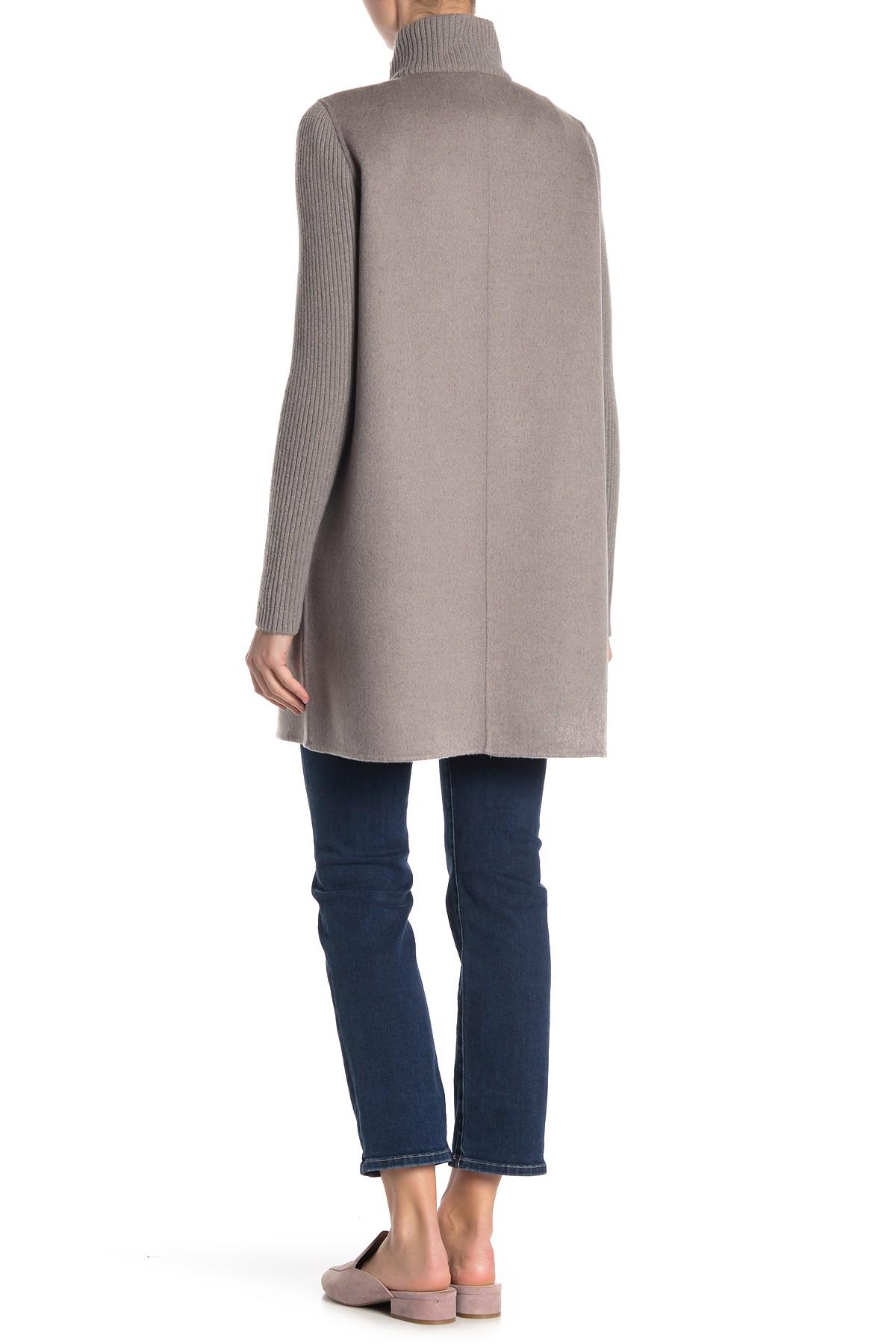 Kinross Cashmere Rib Trim Wool & Cashmere Coat in Gray - Lyst