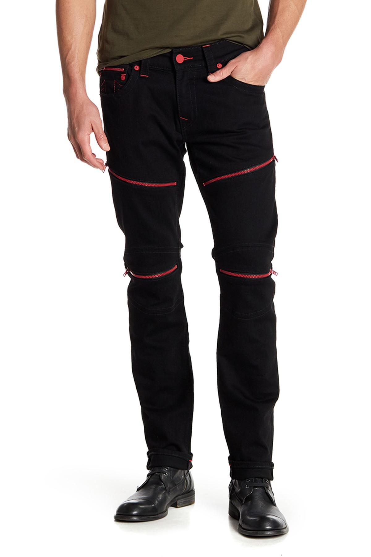 True Religion Zipper Moto Skinny Jeans in Black for Men | Lyst