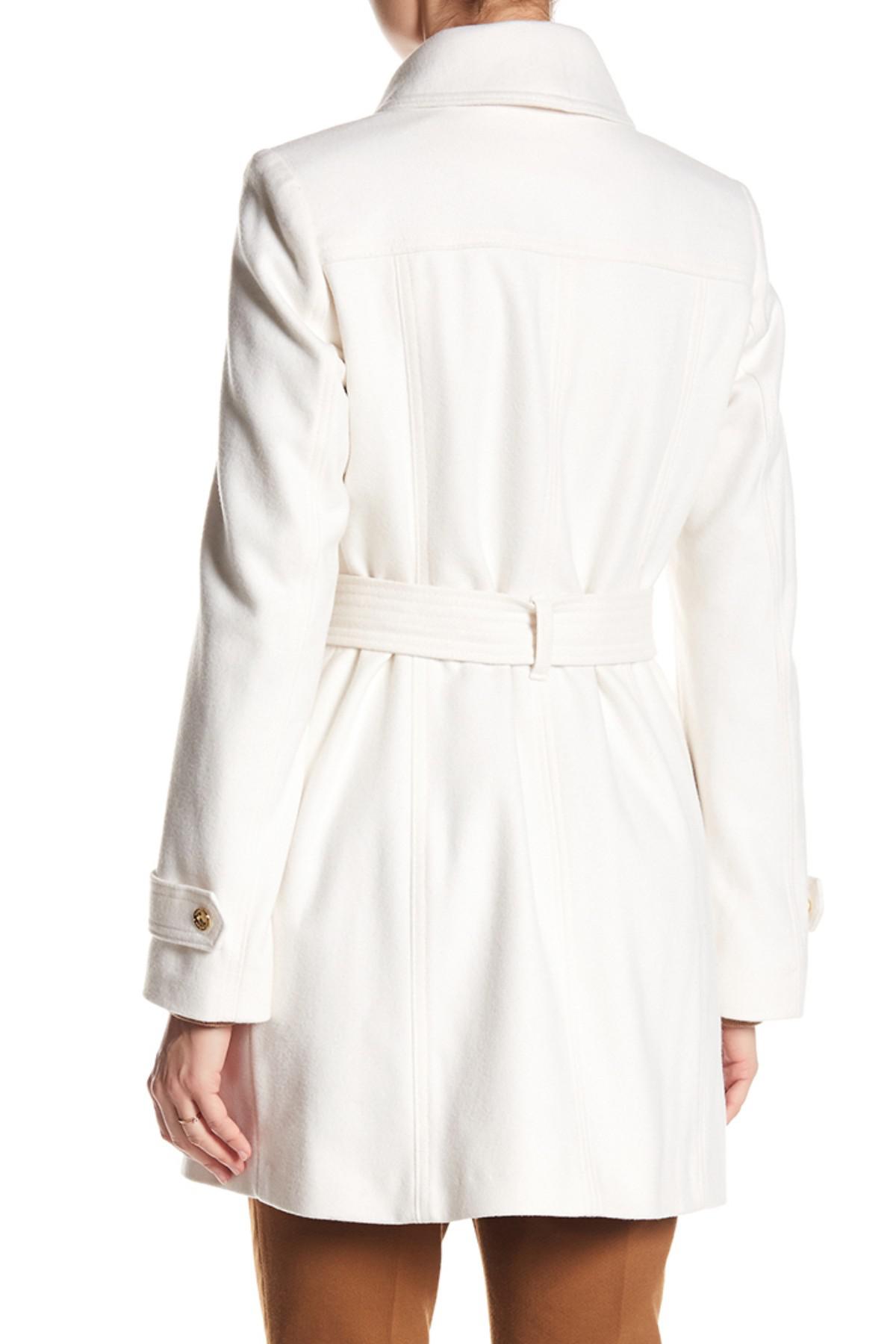 MICHAEL Michael Kors Asymmetrical Front Zip Waist Belt Wool Blend Coat ...