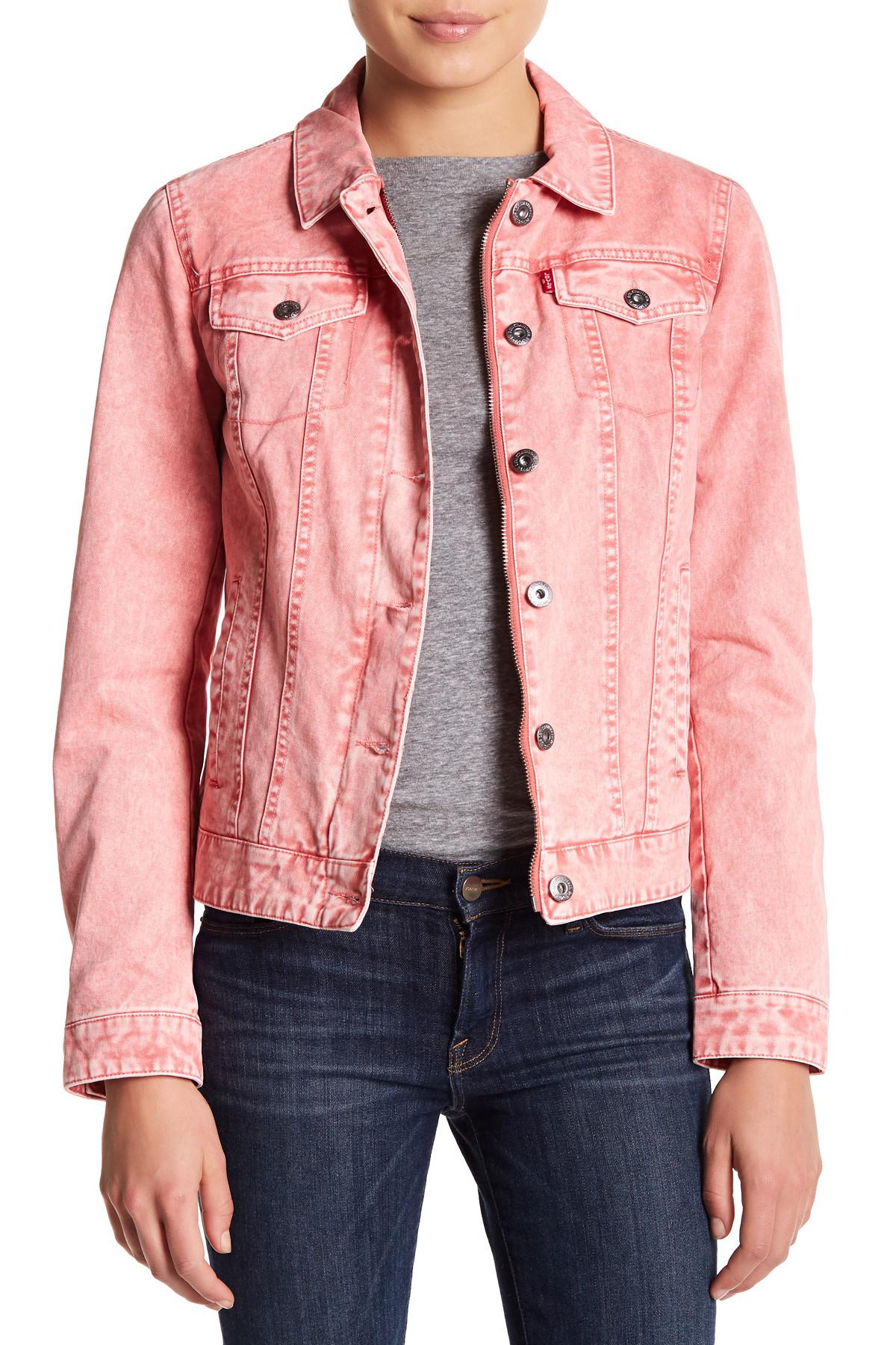  Levi s  Washed Denim Jacket  in Coral Pink Lyst