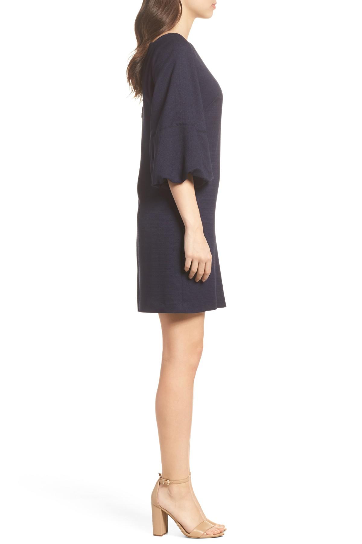 Eliza J Puff Sleeve Shift Dress in Navy 