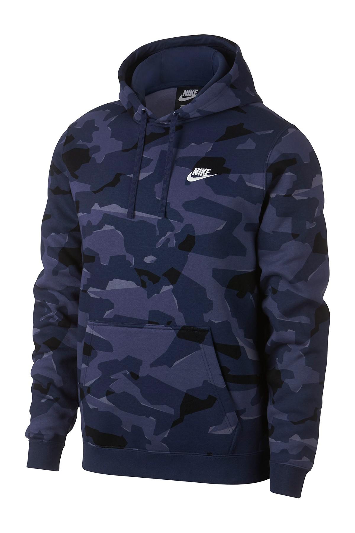 Nike Club Camouflage Fleece Hoodie in Blue for Men | Lyst