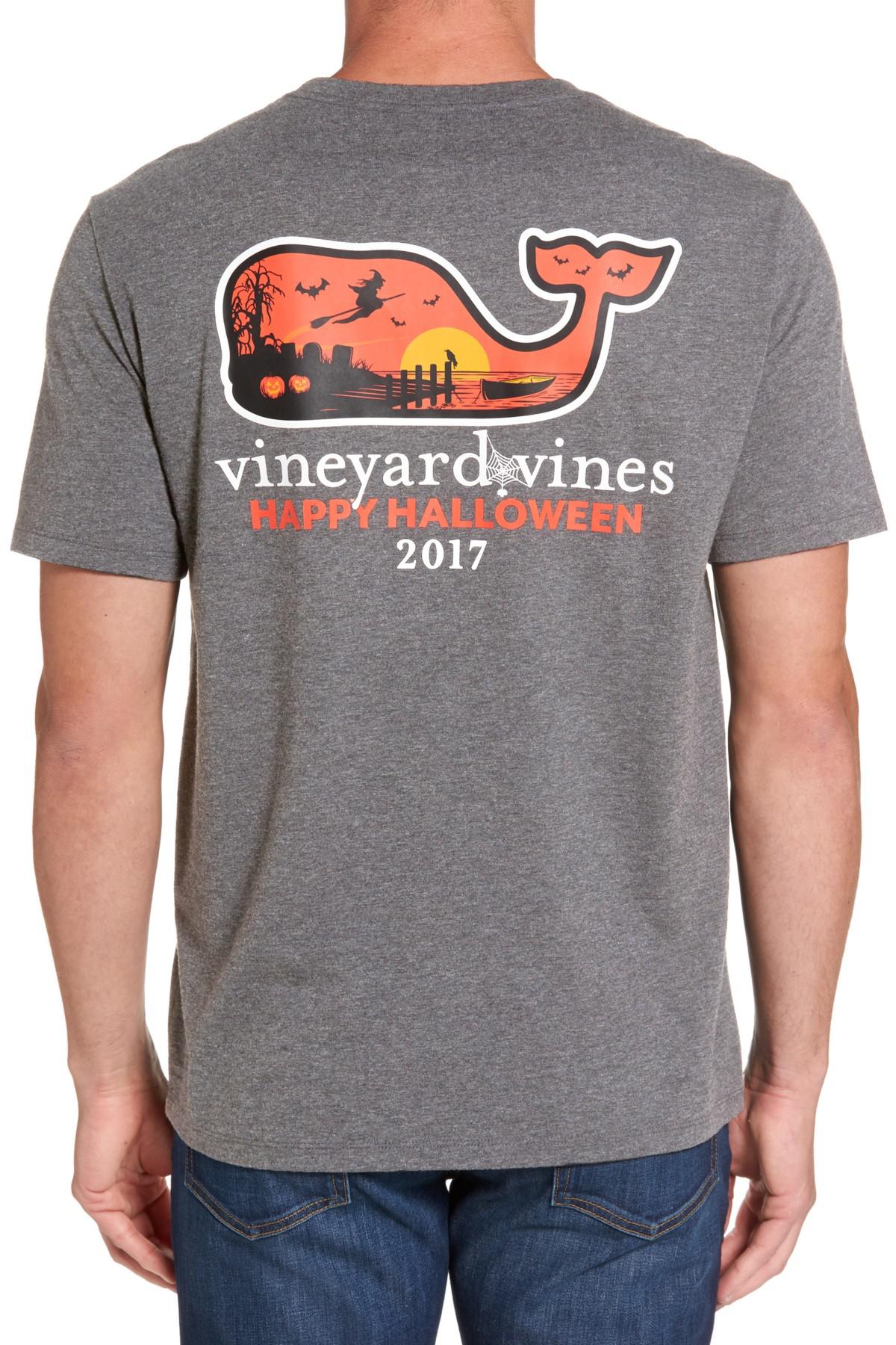 Vineyard Vines Cotton Halloween 2017 Graphic Pocket T shirt In Gray For