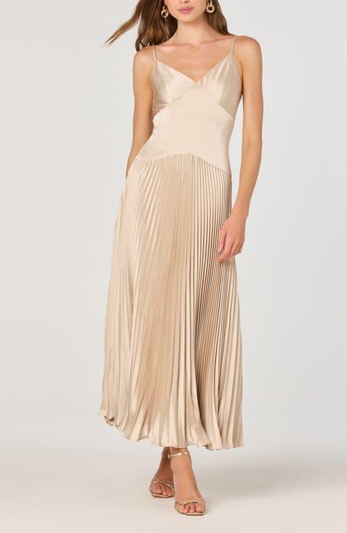Astr Pleated Drop Waist Dress in Natural | Lyst