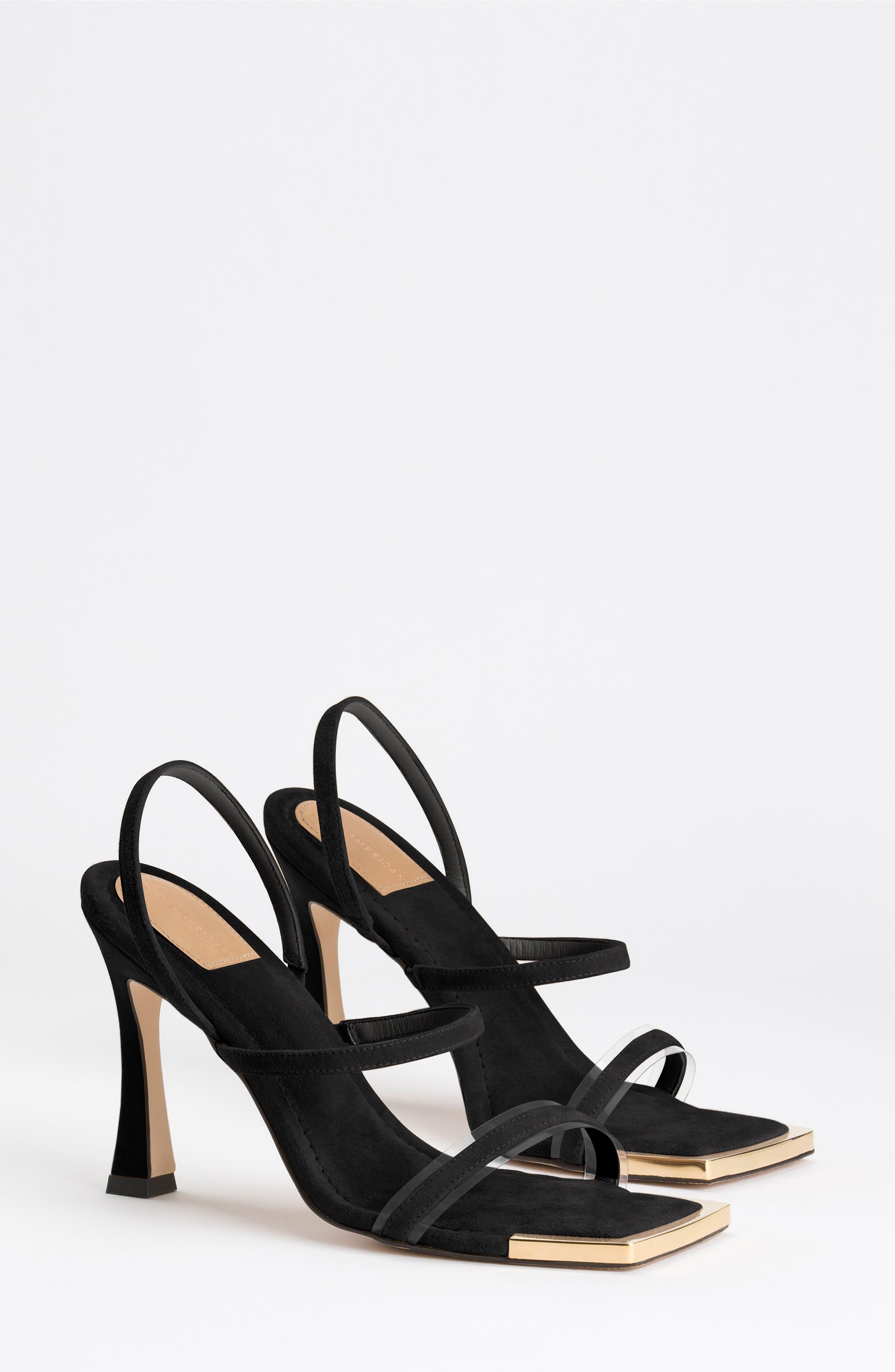 GOOD AMERICAN The Standout Square Toe Sandal In Black At Nordstrom Rack ...