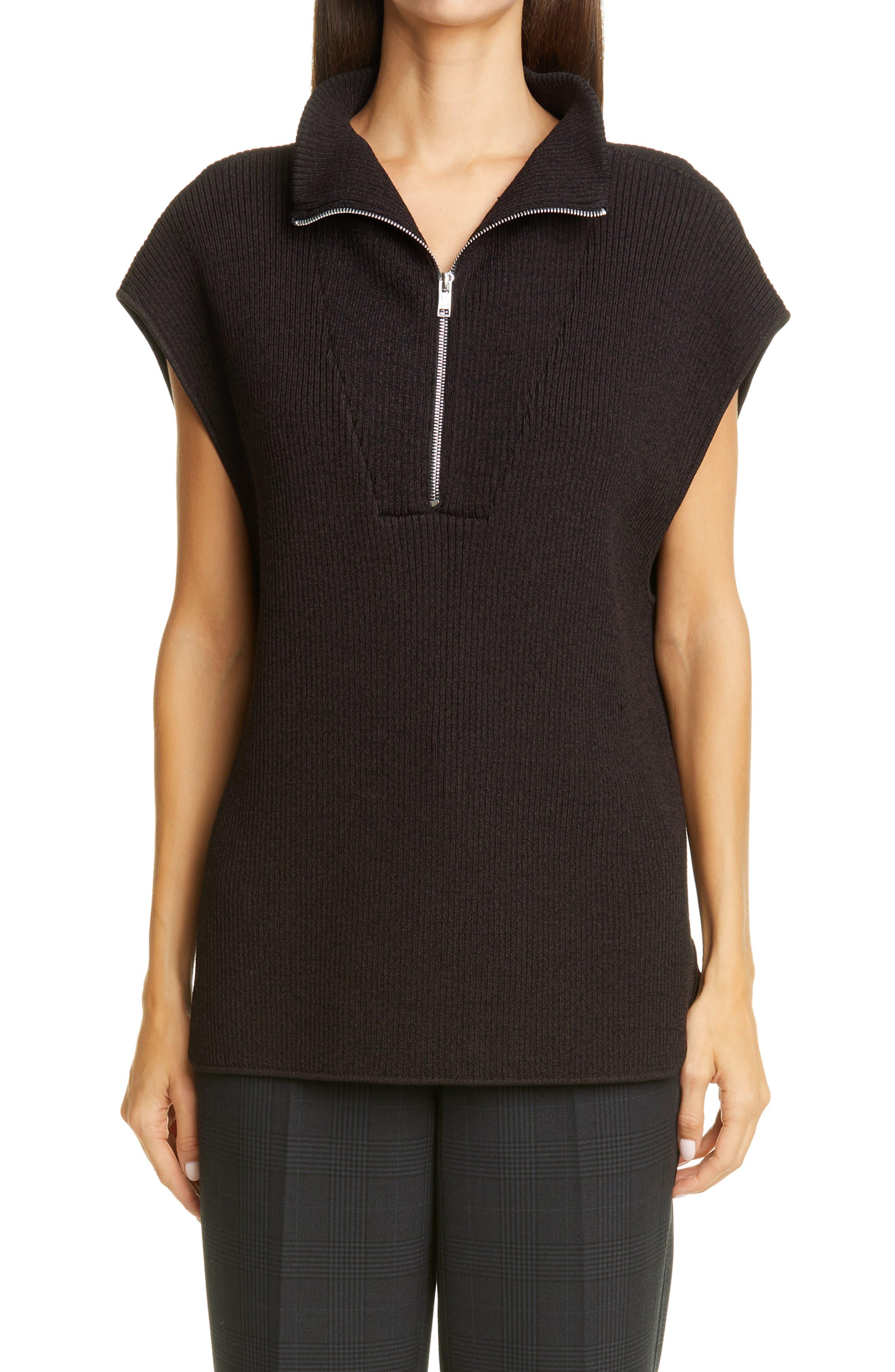 Ganni Half Zip Sweater in Black - Lyst