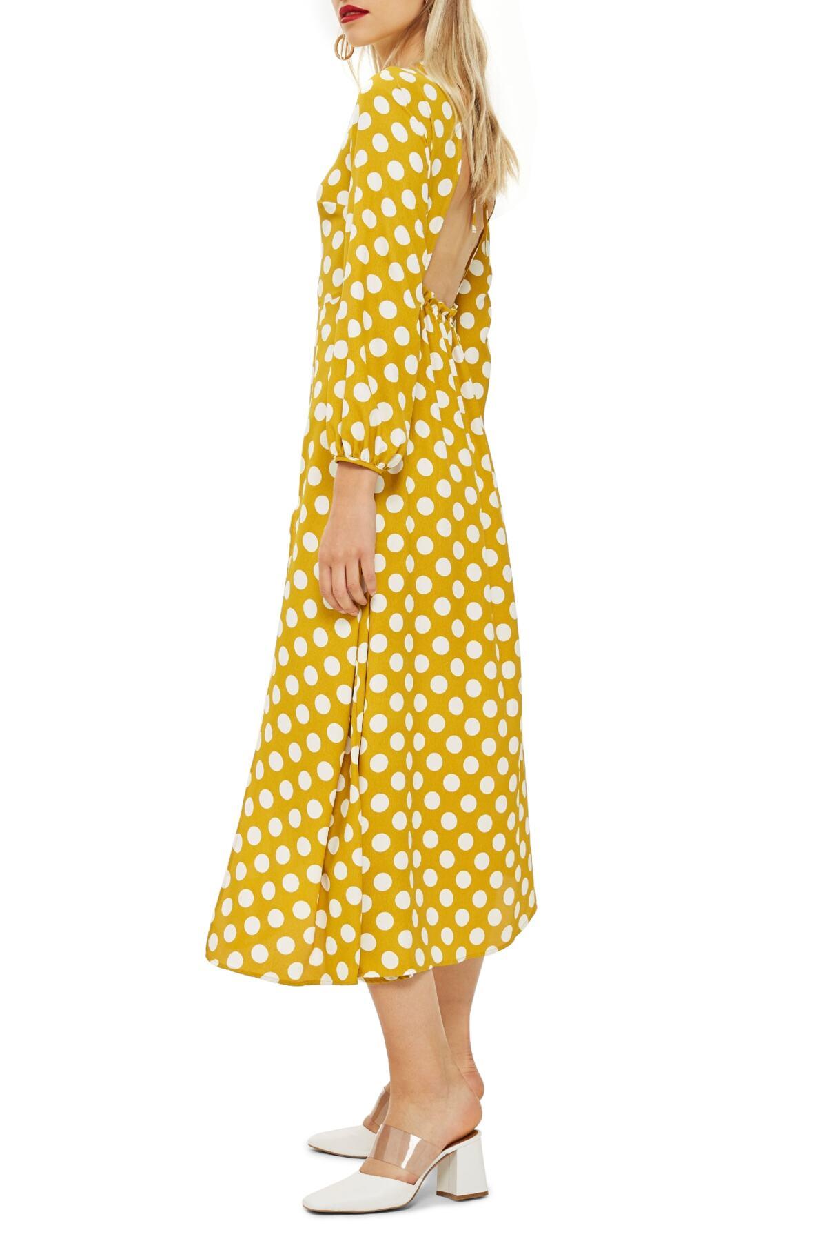 topshop yellow polka dot dress