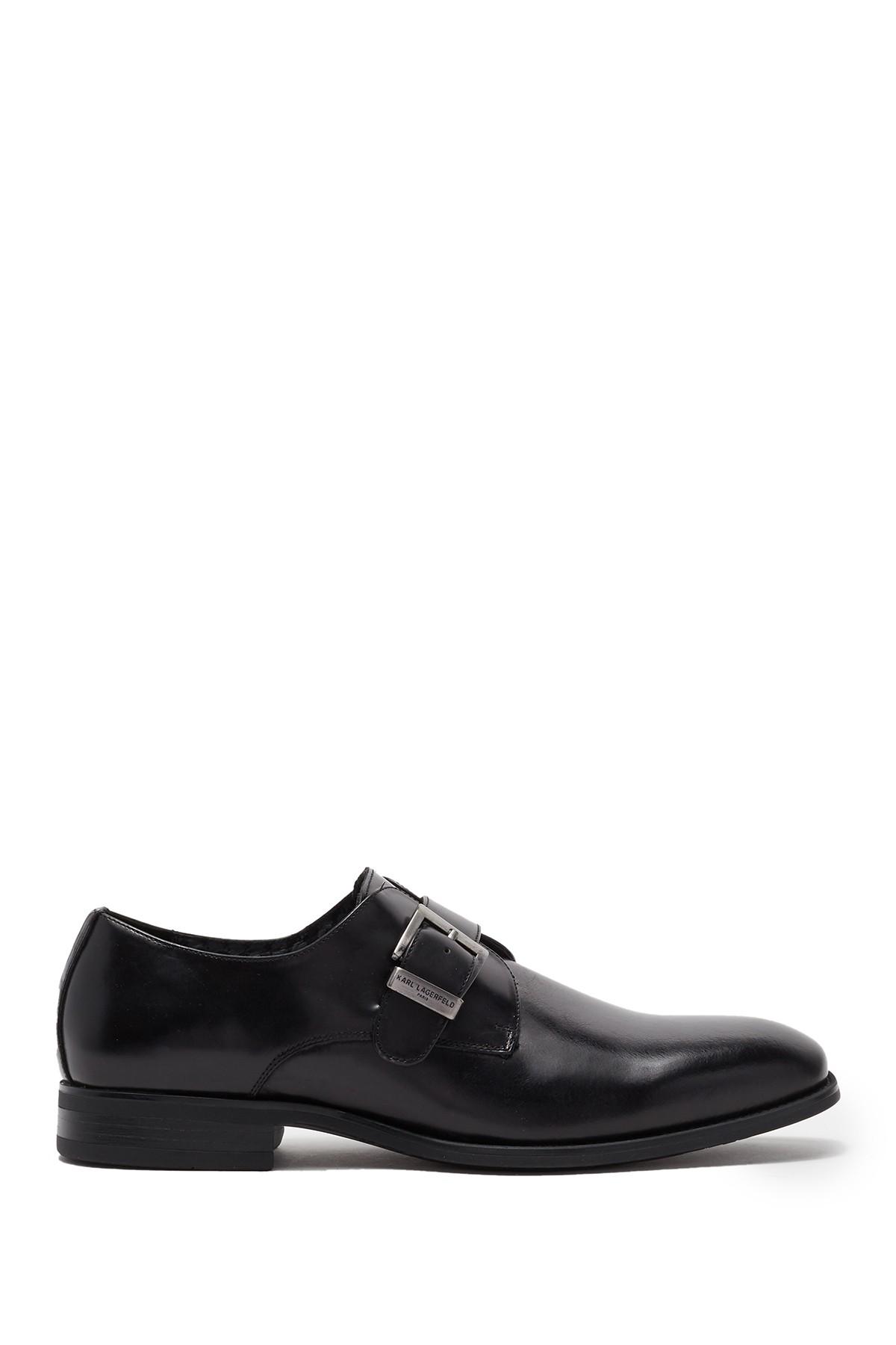 Karl Lagerfeld Monk-strap Leather Dress Shoe in Black for Men - Lyst