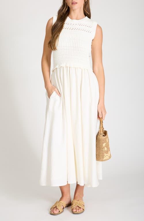 scalloped lace midi dress august sky - Off White