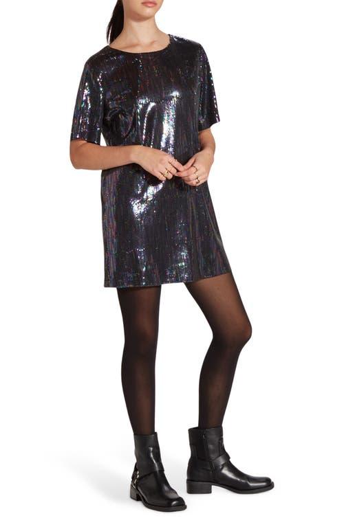 Wishlist Short Sleeve Sequin T-Shirt Dress in Black | Lyst