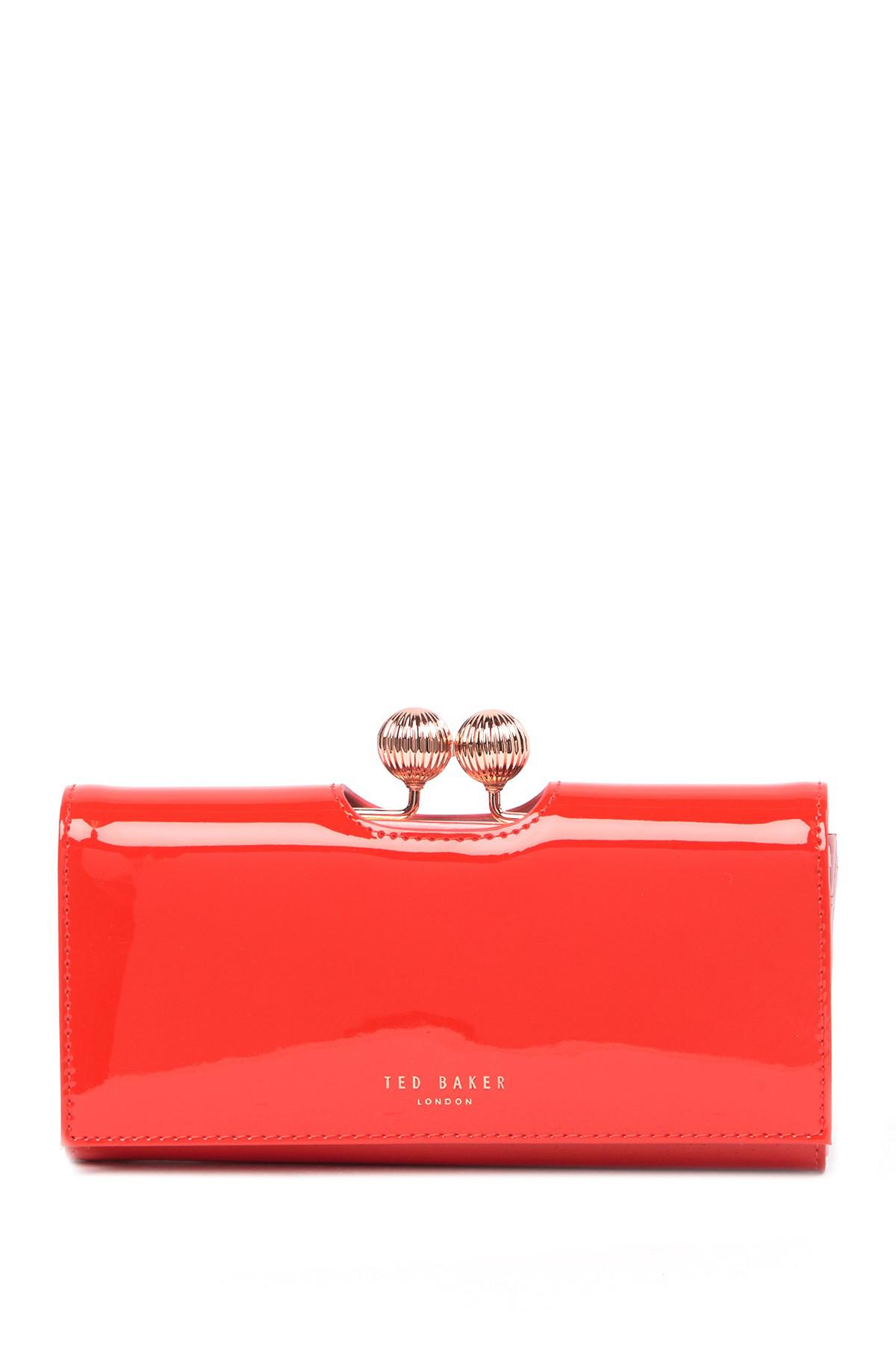 Ted Baker Bobble Patent Leather Wallet in Red | Lyst