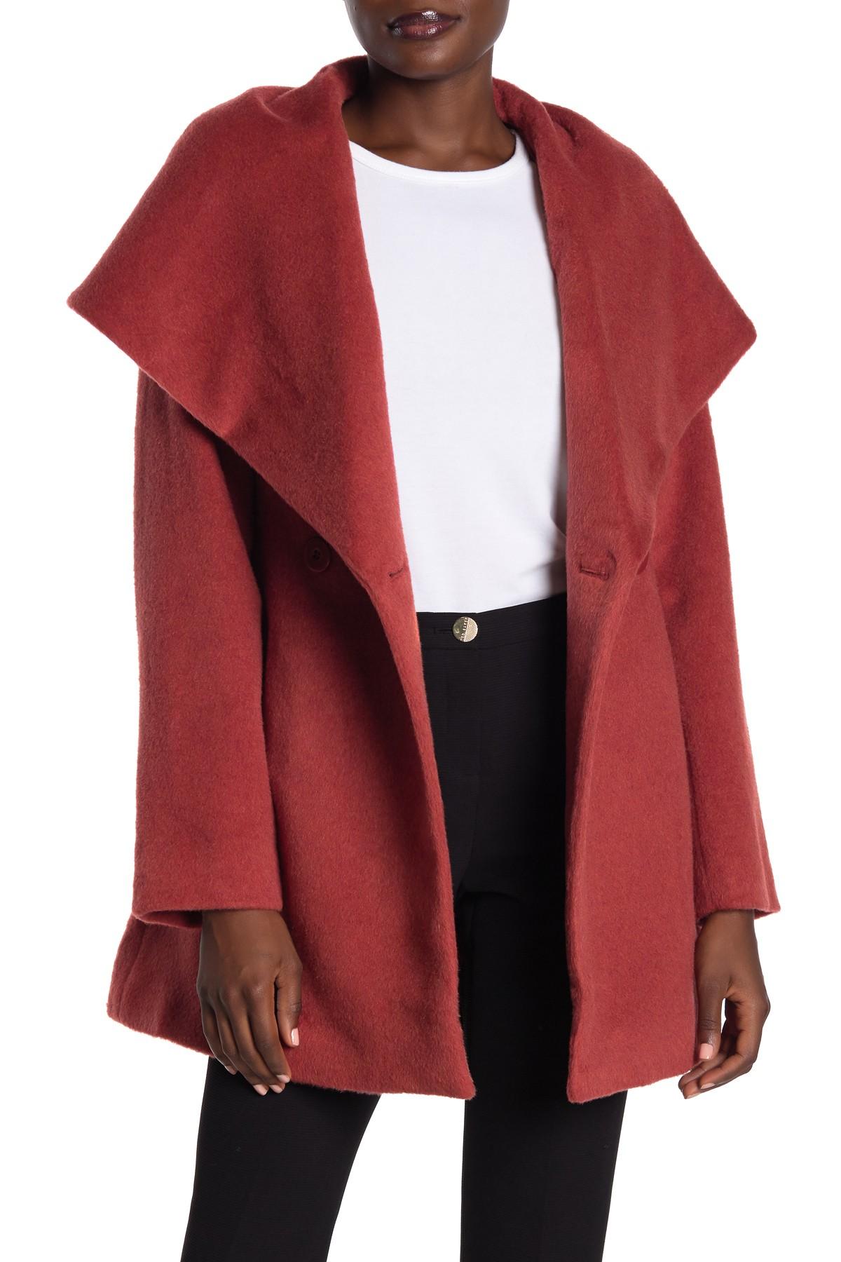 Trina turk sheared wool blend shawl collar coat Clearance