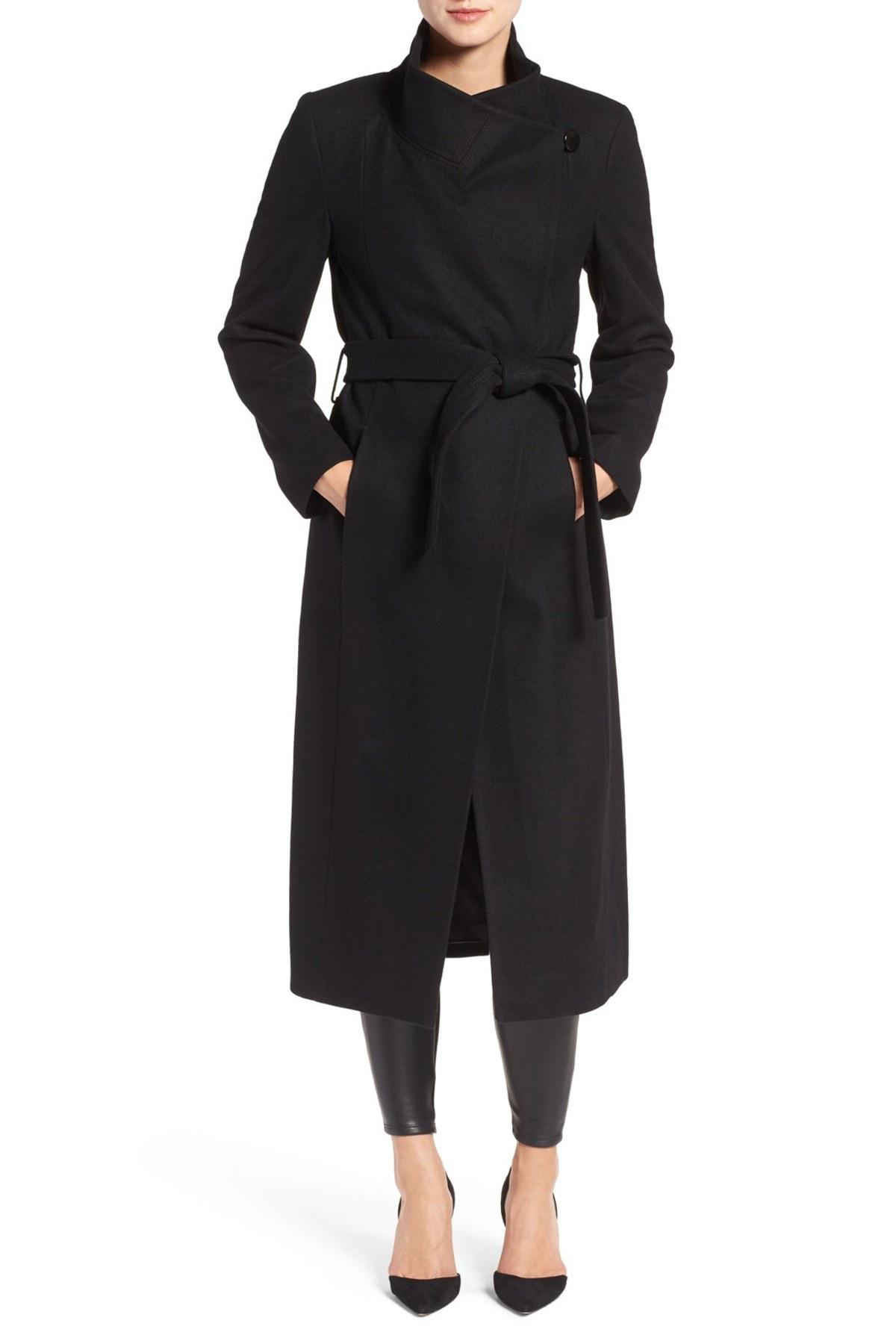 Lyst - Kenneth Cole Wool Blend Maxi Wrap Coat in Black