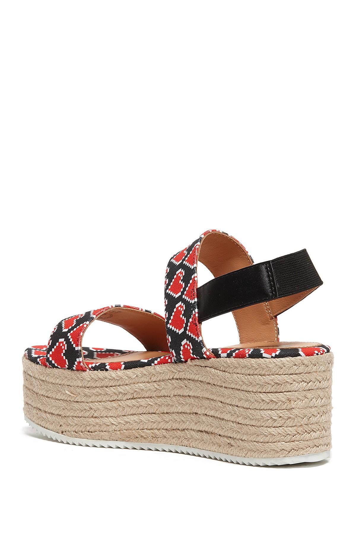 Love Moschino Leather Heart Knit Slingback Platform Sandal in pu ne