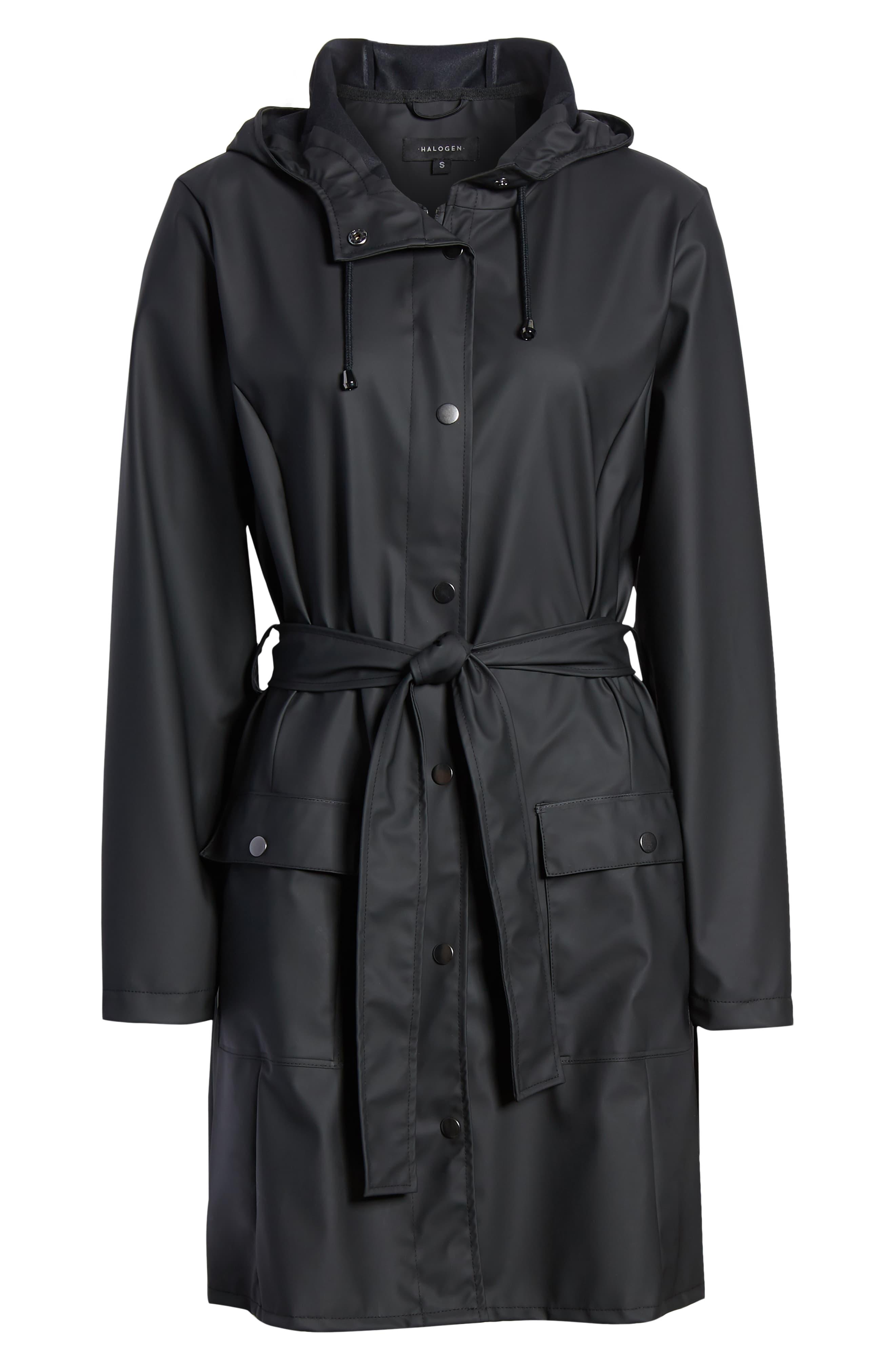 Halogen Waterproof Hooded Rain Jacket in Black | Lyst
