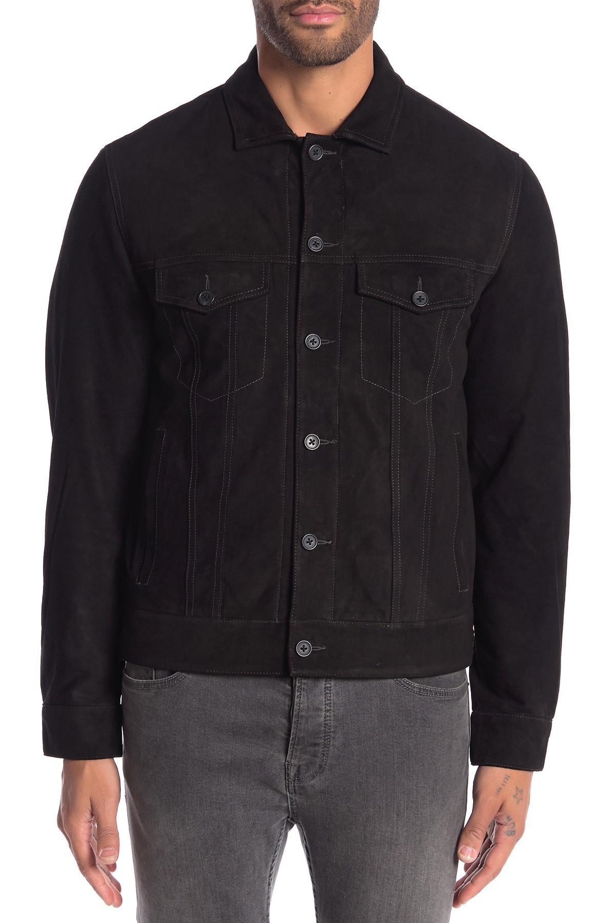 black suede trucker jacket