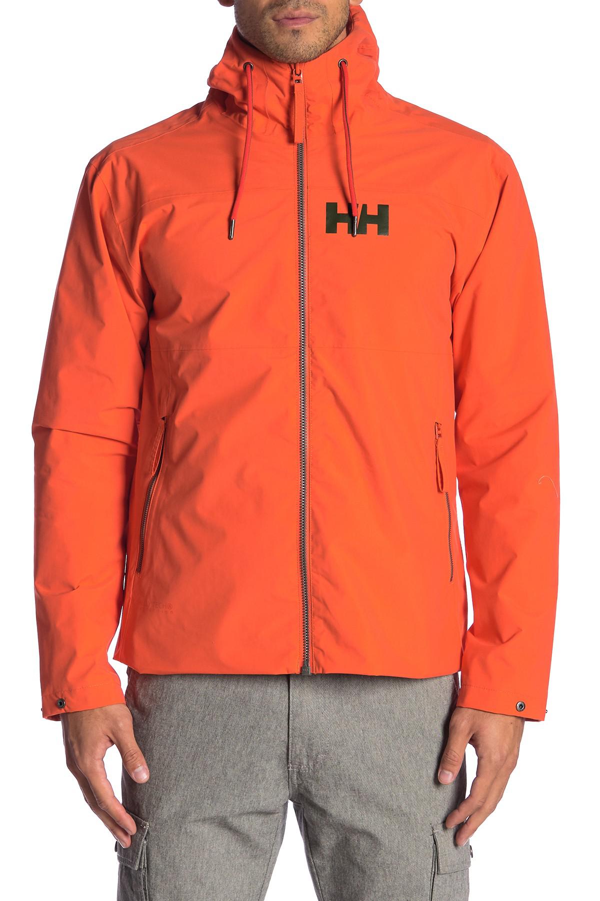 Helly Hansen Synthetic Front Zip Hooded Rain Jacket in Orange for Men Lyst