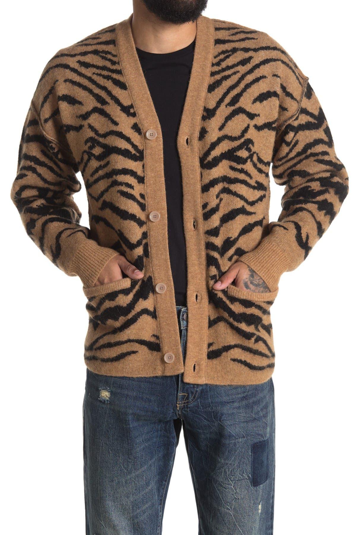 tiger striped cardigan
