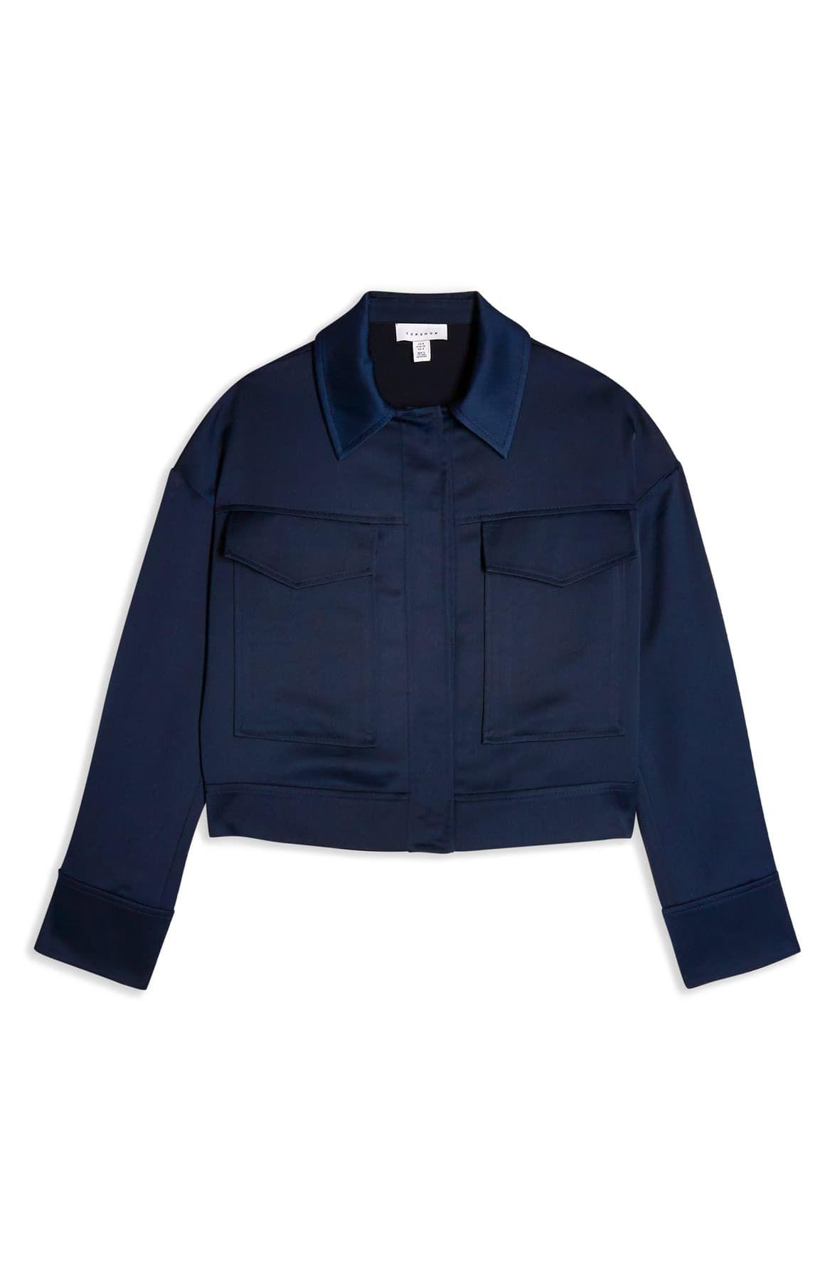 navy blue cropped jacket