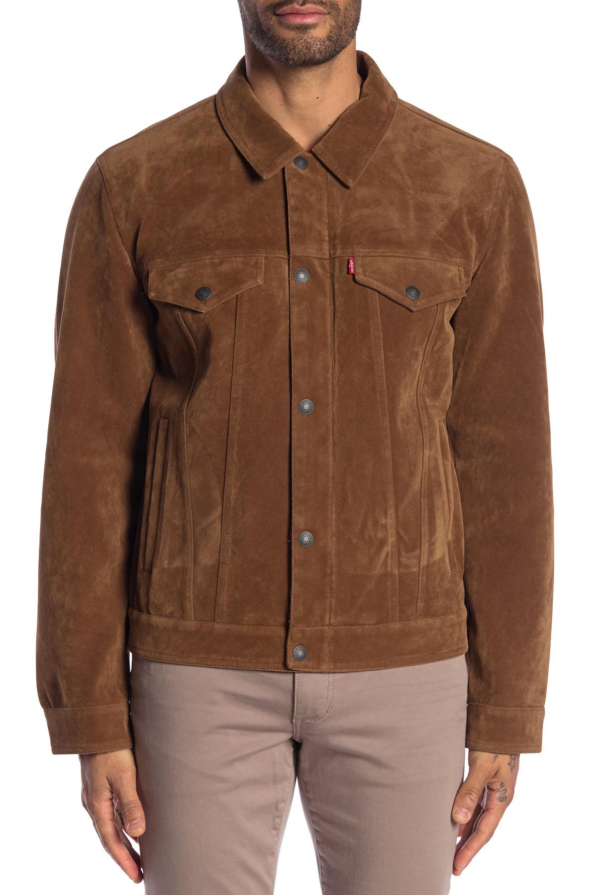 Levi's Faux Suede Classic Trucker Jacket in Cognac (Brown) for Men - Lyst