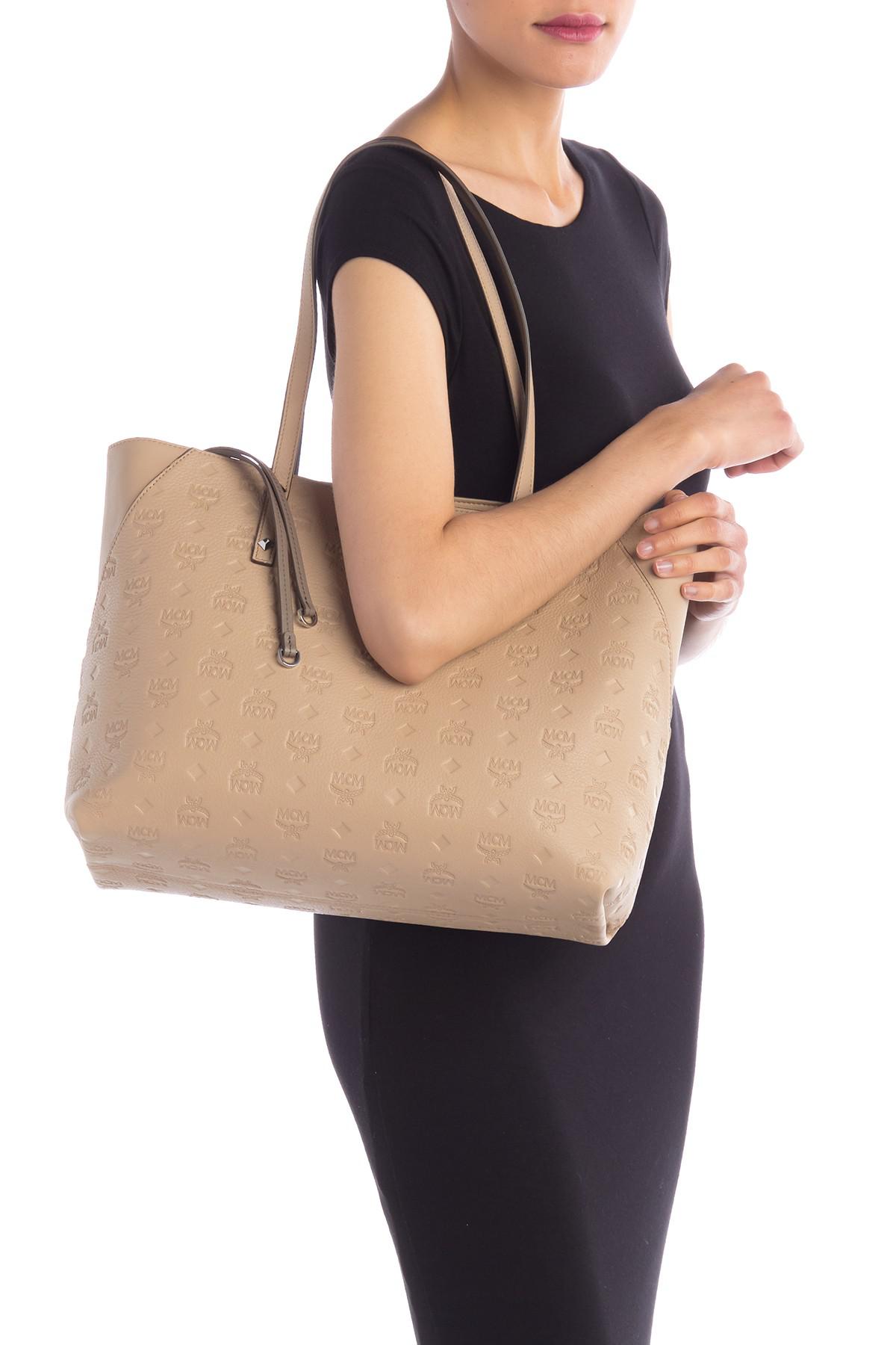 mcm monogram shopper tote