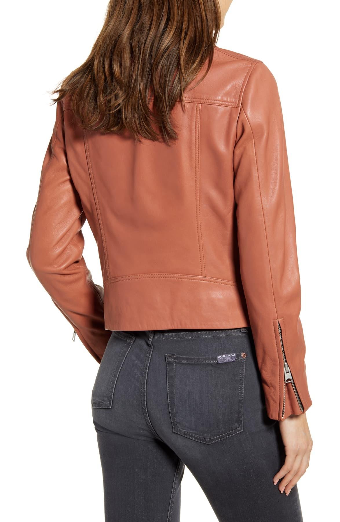 rose pink leather jacket