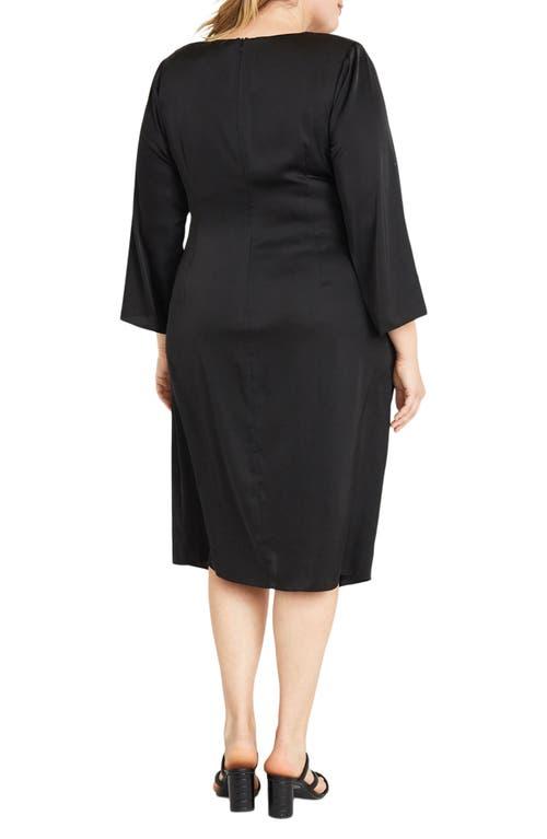 DONNA MORGAN FOR MAGGY Tie Waist High Neck Long Sleeve Midi Dress in