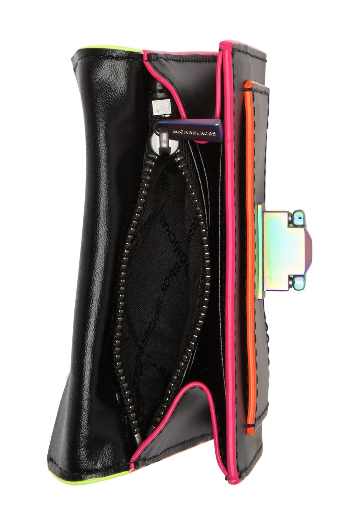 MICHAEL Michael Kors Manhattan Small Contrast-trim Leather Wallet in Black