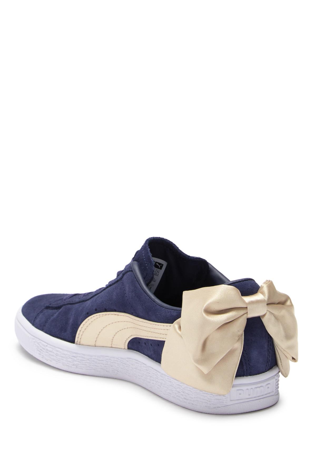 PUMA Leather Suede Bow Varsity Trainers Peacoat/metallic Gold in Blue | Lyst