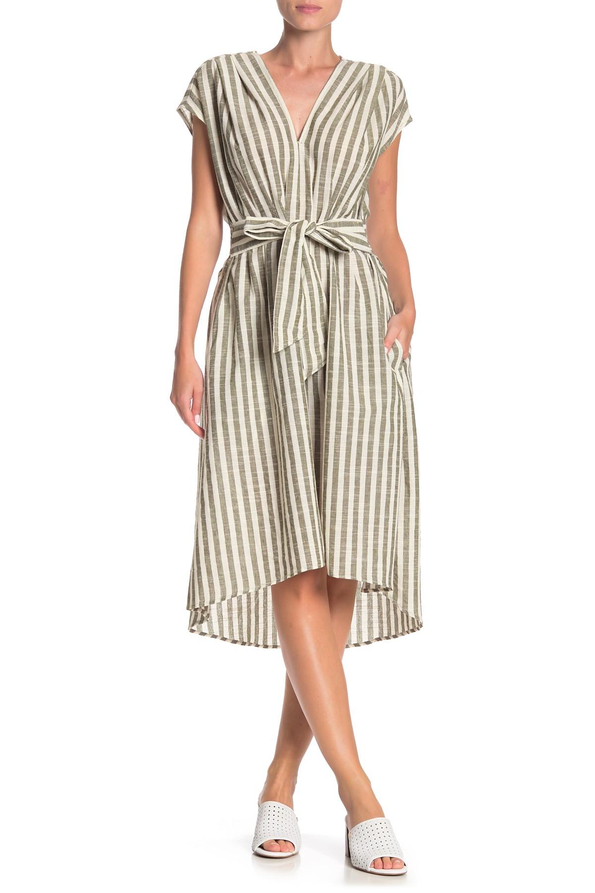 max studio v neck waist tie dress