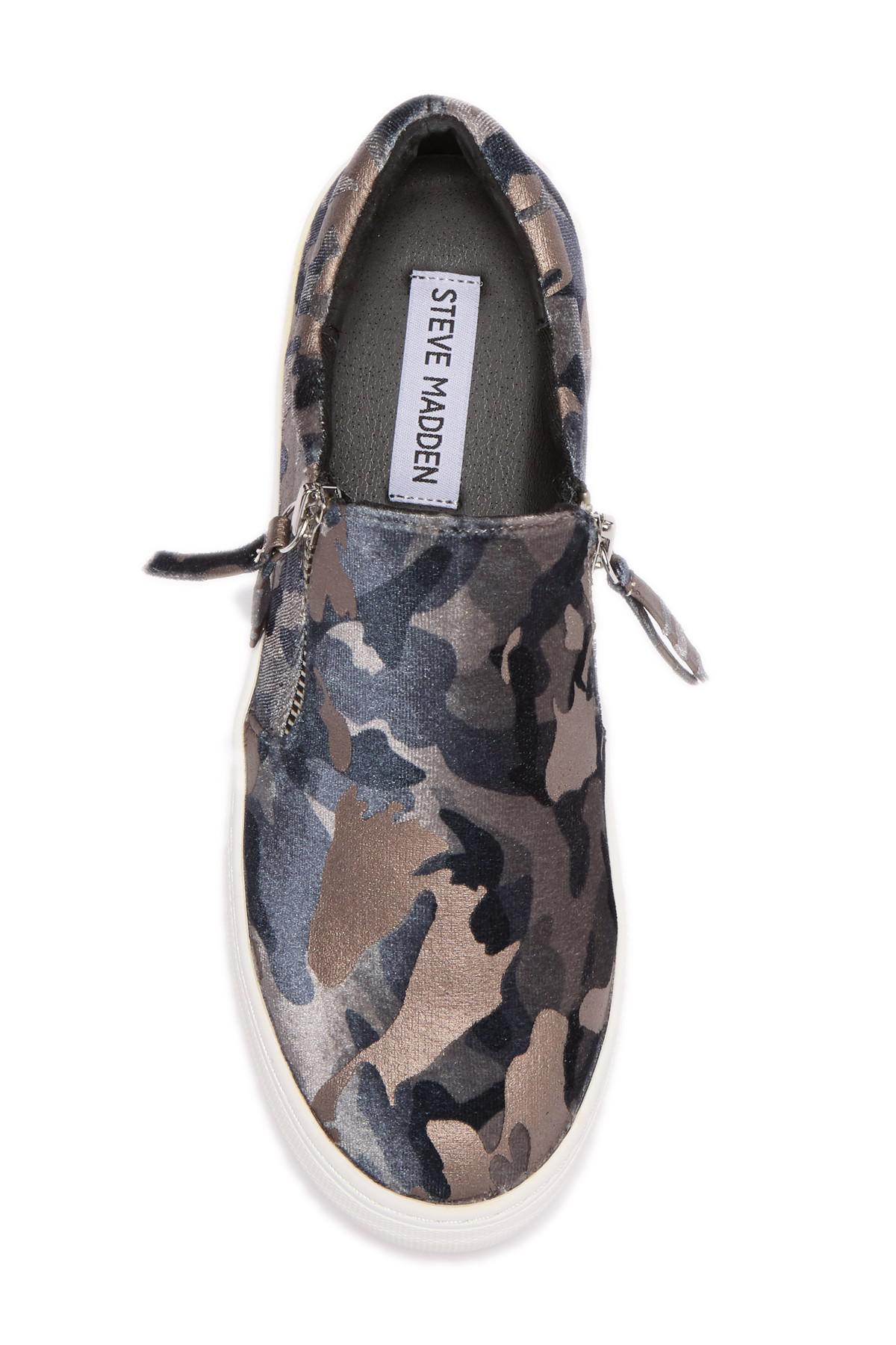 steve madden camo slip on sneakers