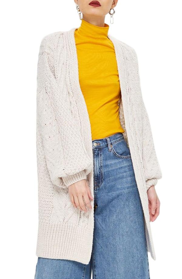 ribbed open front cardigan topshop