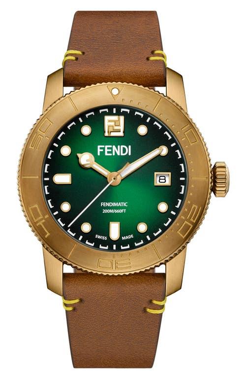 Fendi
 36MM Stainless Steel & Leather-Strap Watch
