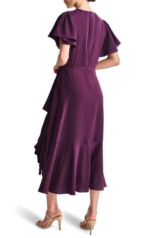 Fit And Flare Maxi DKNY Women's Flowy Flutter Sleeve V-Neck Maxi Dress - Stretchy  Fit & Flare Blue Midi Dress