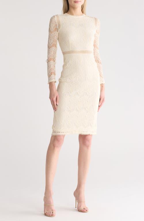 Love By Design Lace Long Sleeve Midi Dress in Natural | Lyst