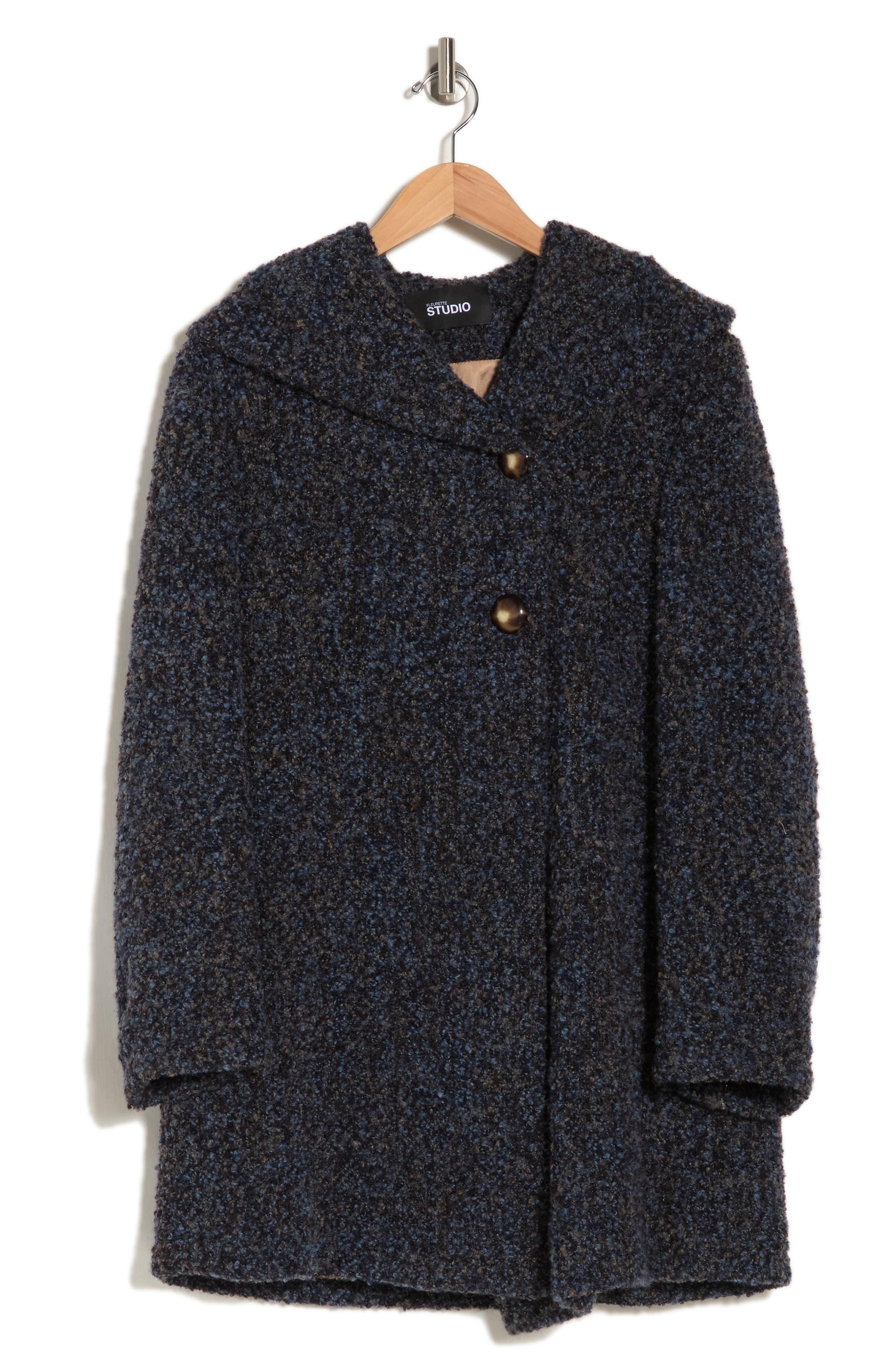 Hooded boucle hot sale coat