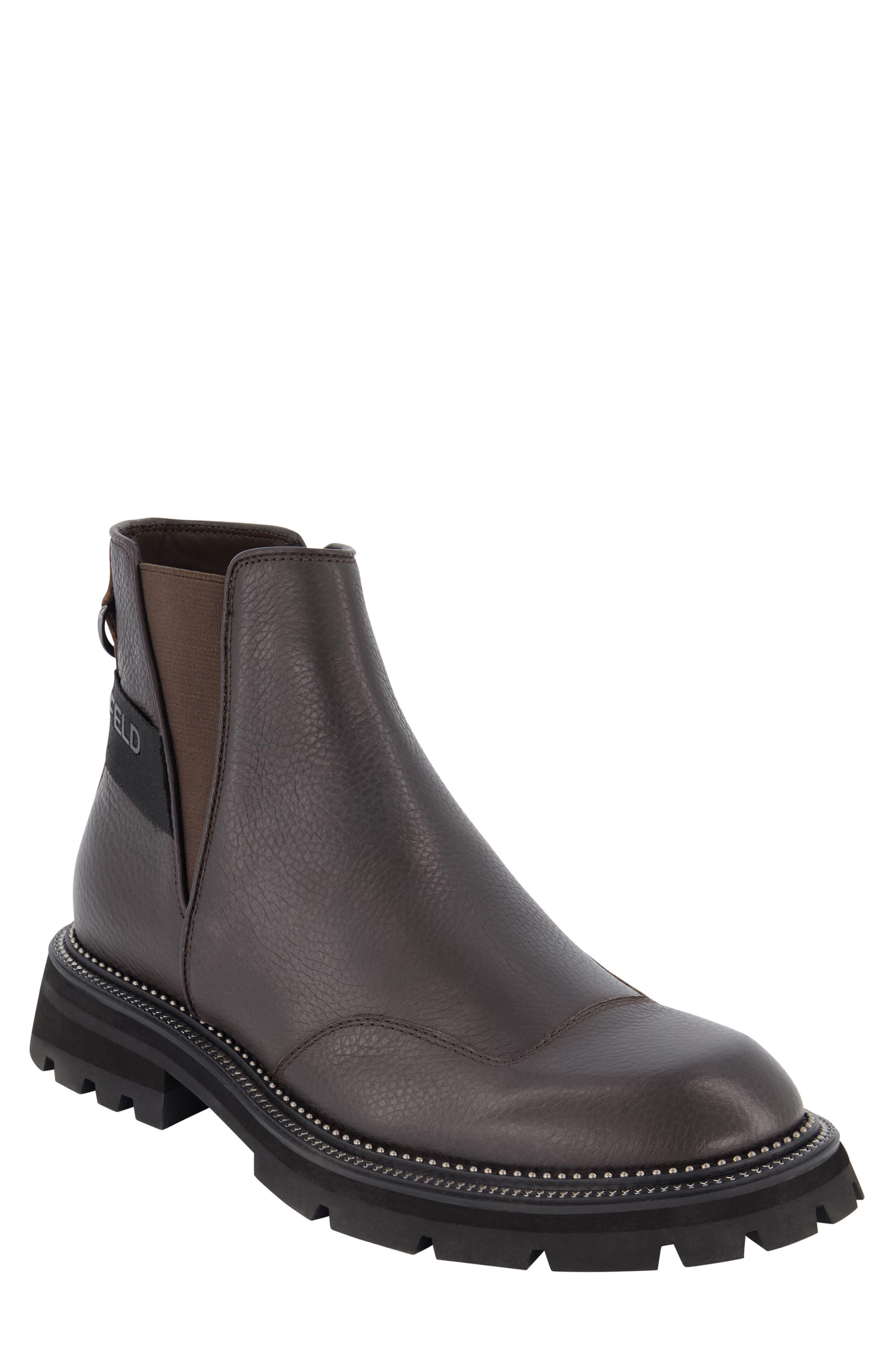Karl Lagerfeld Leather Lug Sole Chelsea Boot in Brown for Men | Lyst