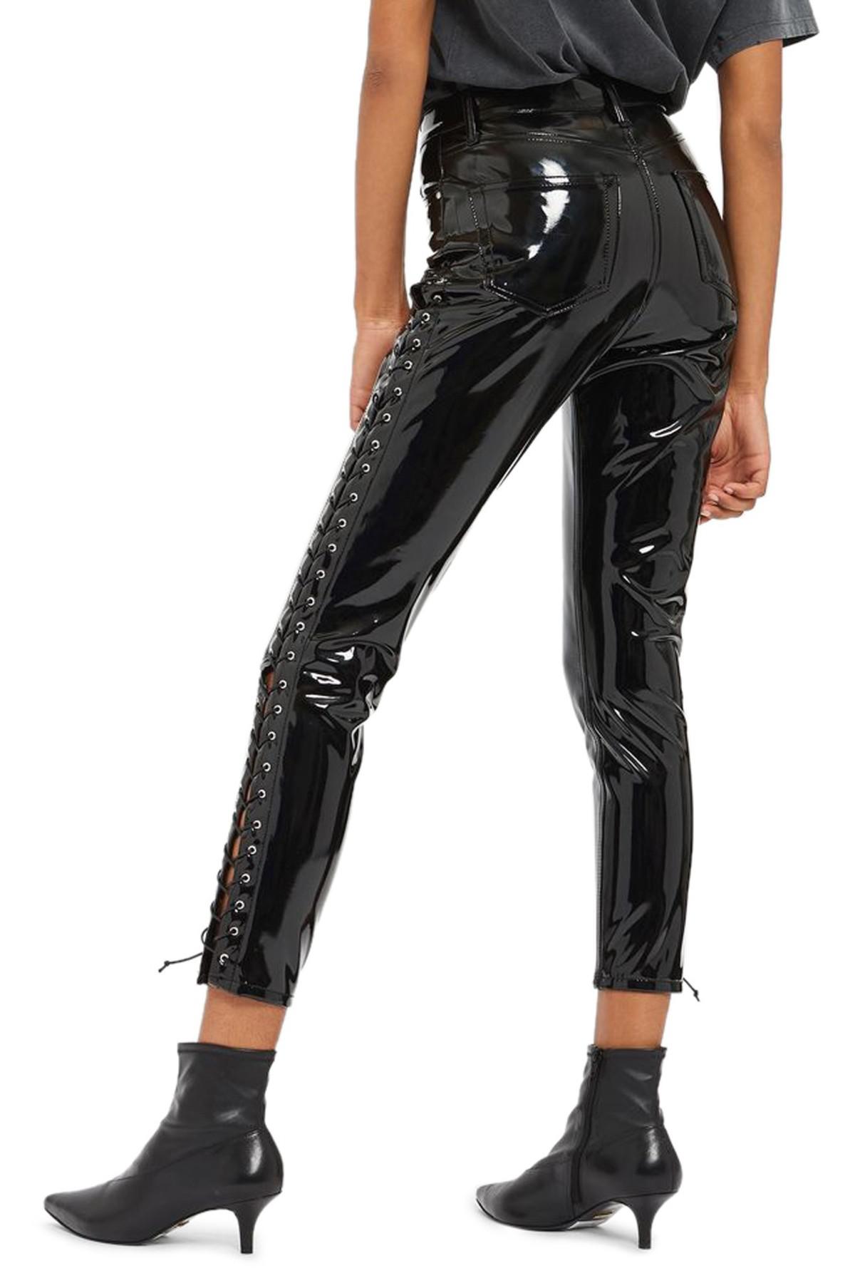 Jamie Side Laceup Vinyl Skinny Pants in Black Lyst
