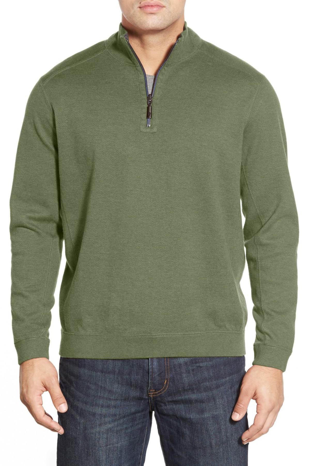 Tommy Bahama Cotton Flip Side Reversible Quarter Zip Twill Pullover in ...