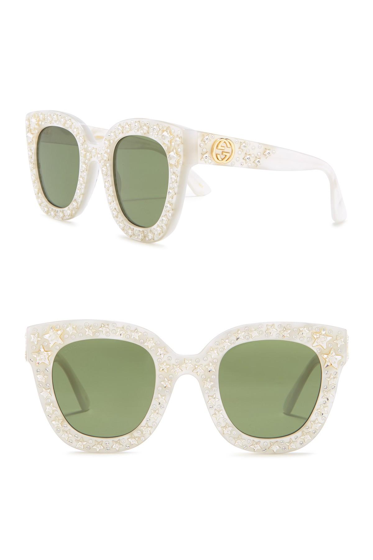 Gucci 49mm Crystal Star Sunglasses in White | Lyst