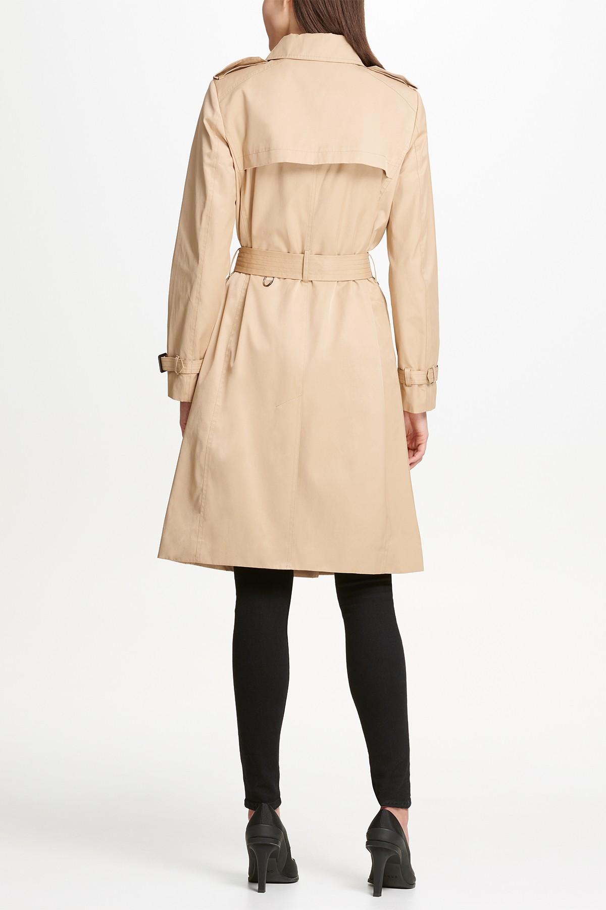 DKNY Solid Trench Coat in Natural | Lyst